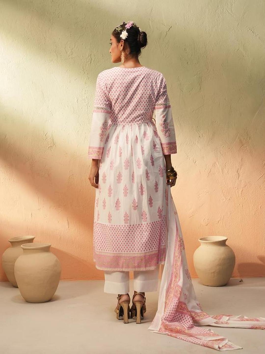 3-Piece Cotton Printed Tunic Top, Palazzo and Dupatta Set