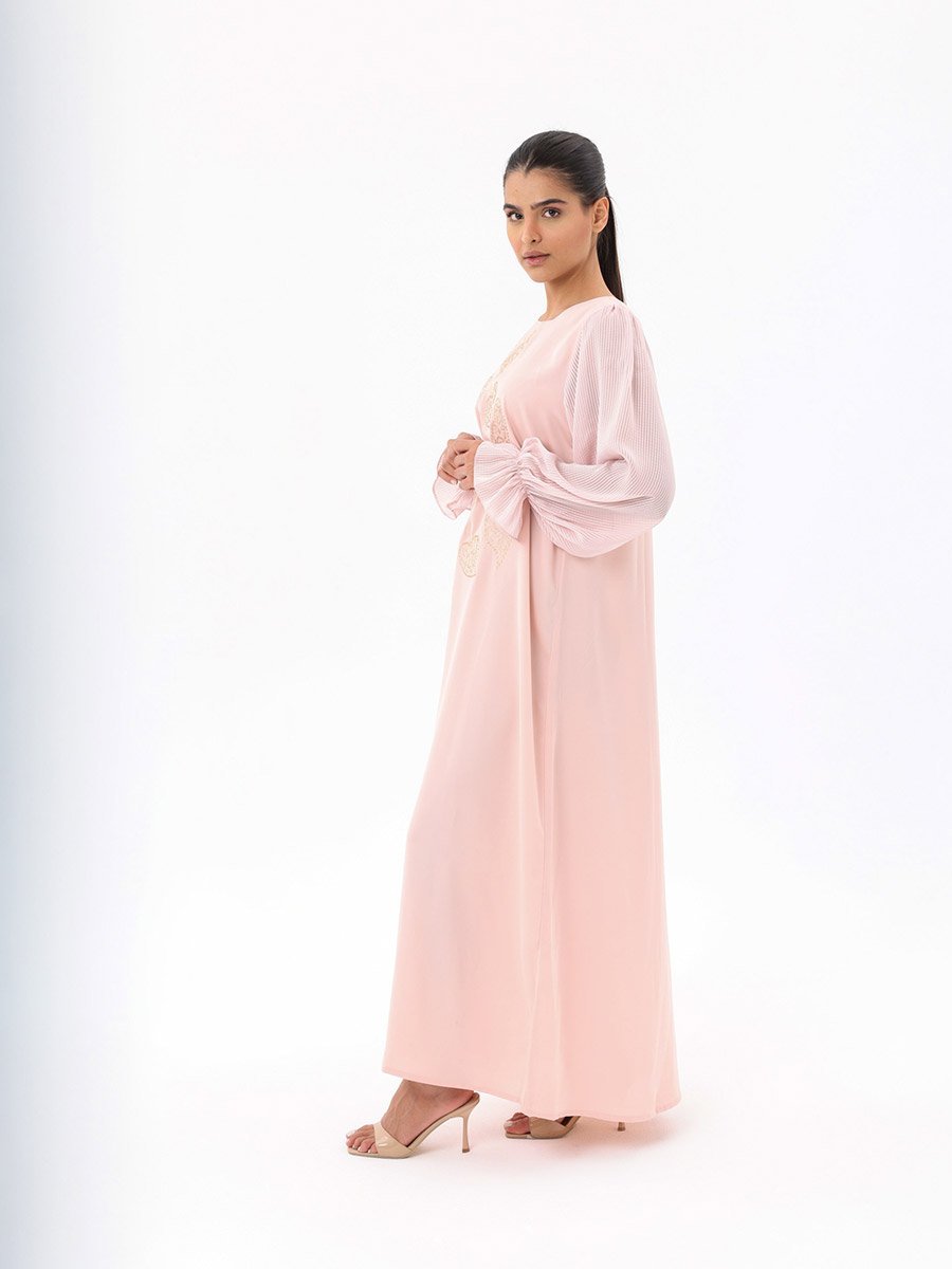 Peach Embellished Modest Dress