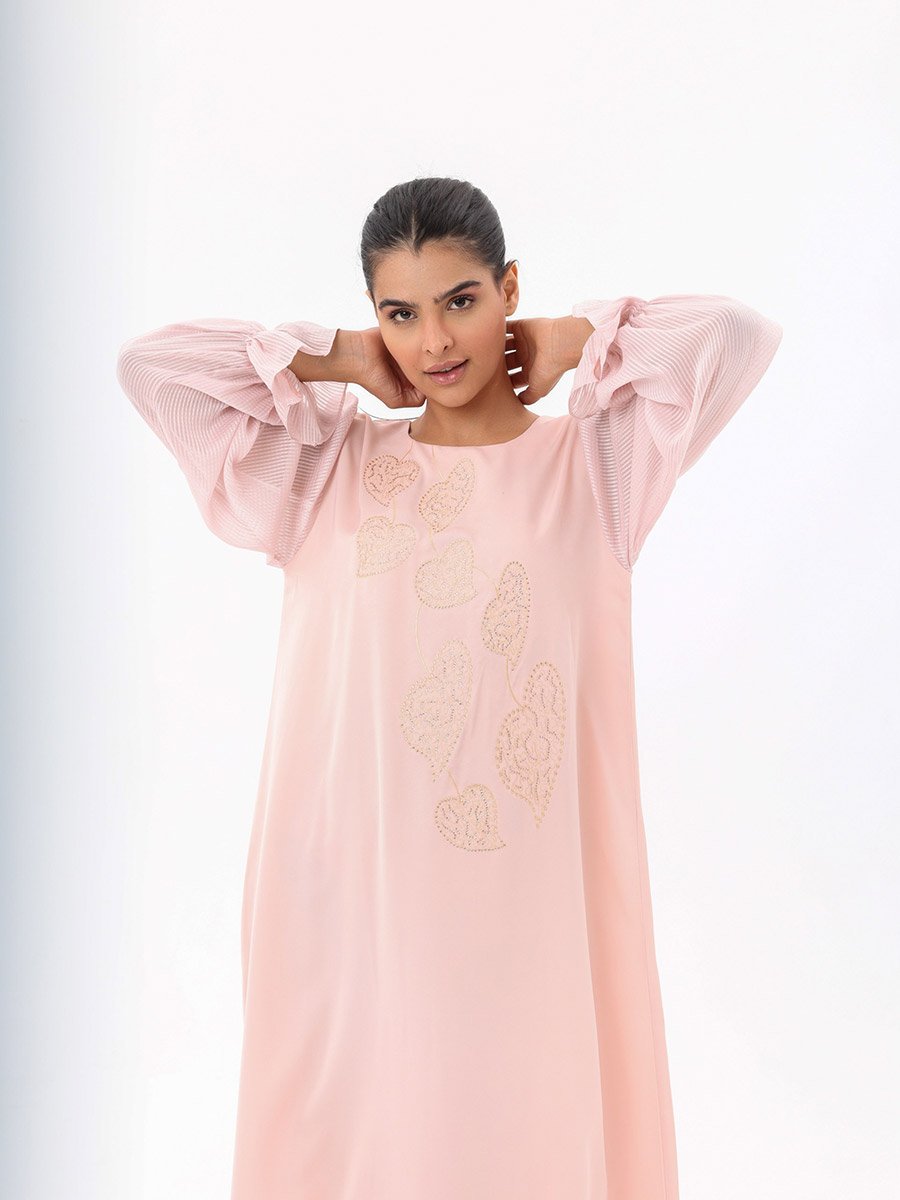 Peach Embellished Modest Dress
