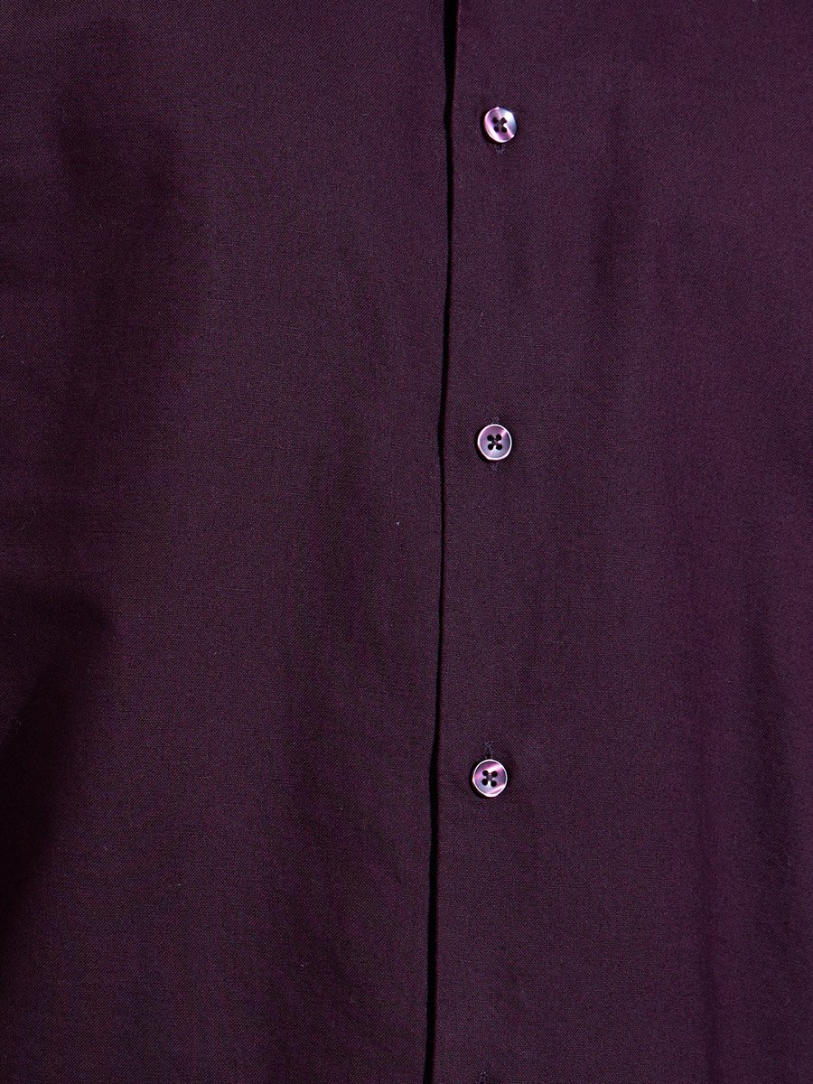 Men Burgundy Solid Regular Fit Oxford Shirt
