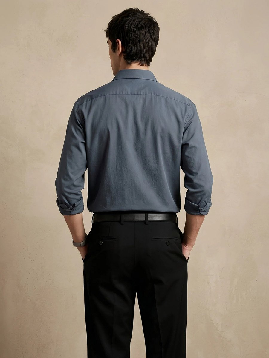 Men Grey Solid Regular Fit Shirt