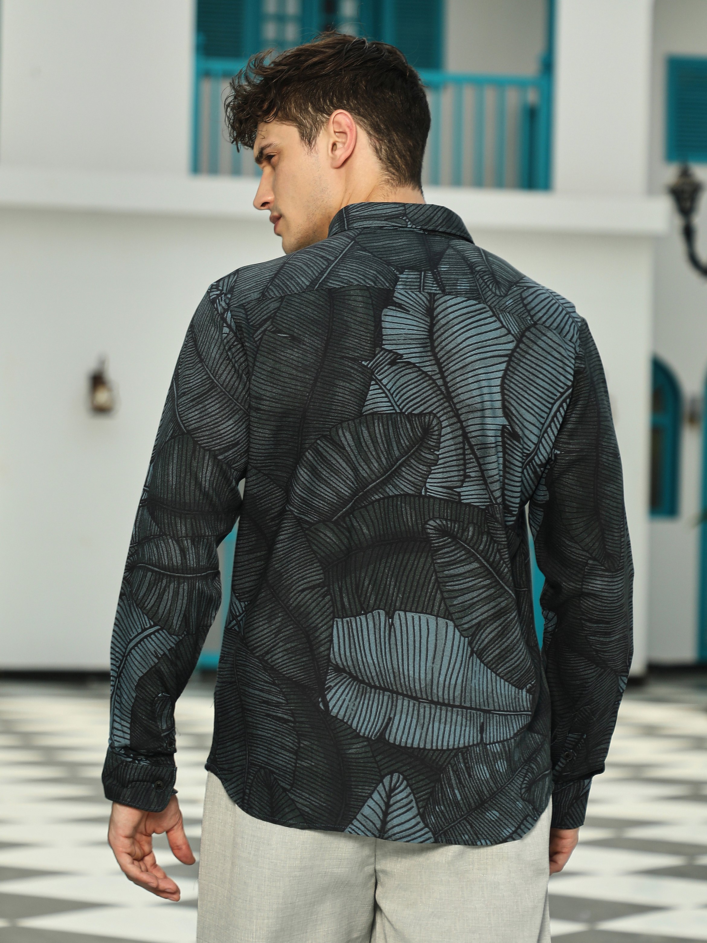 Men Green Printed Regular Shirt