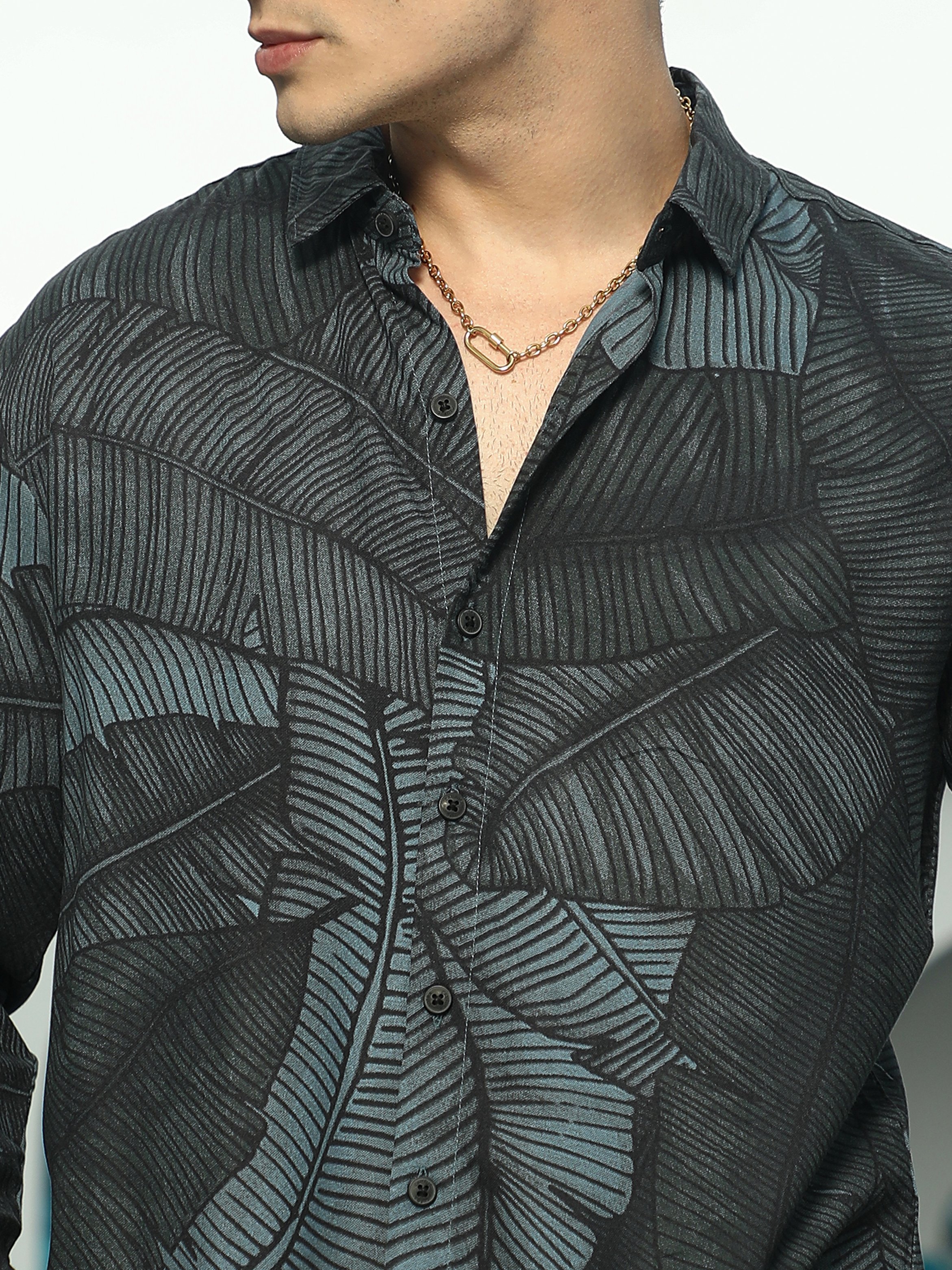 Men Green Printed Regular Shirt