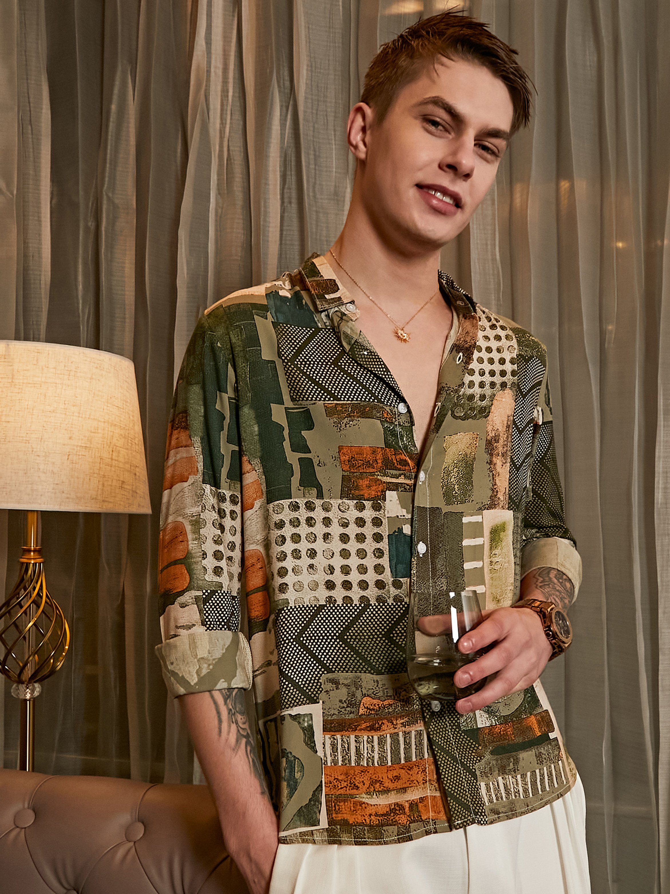 Men Abstract Print Regular Shirt