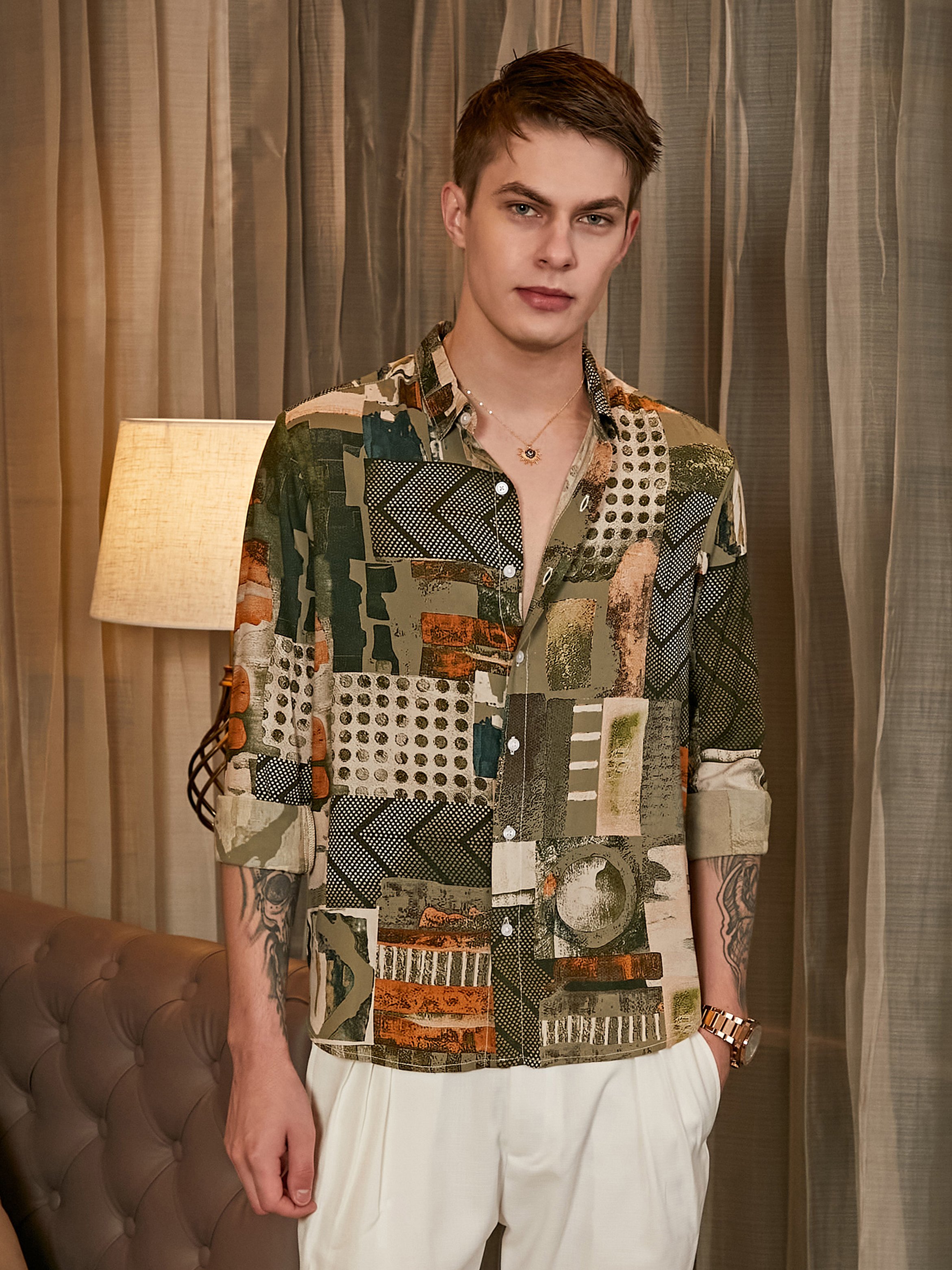Men Abstract Print Regular Shirt