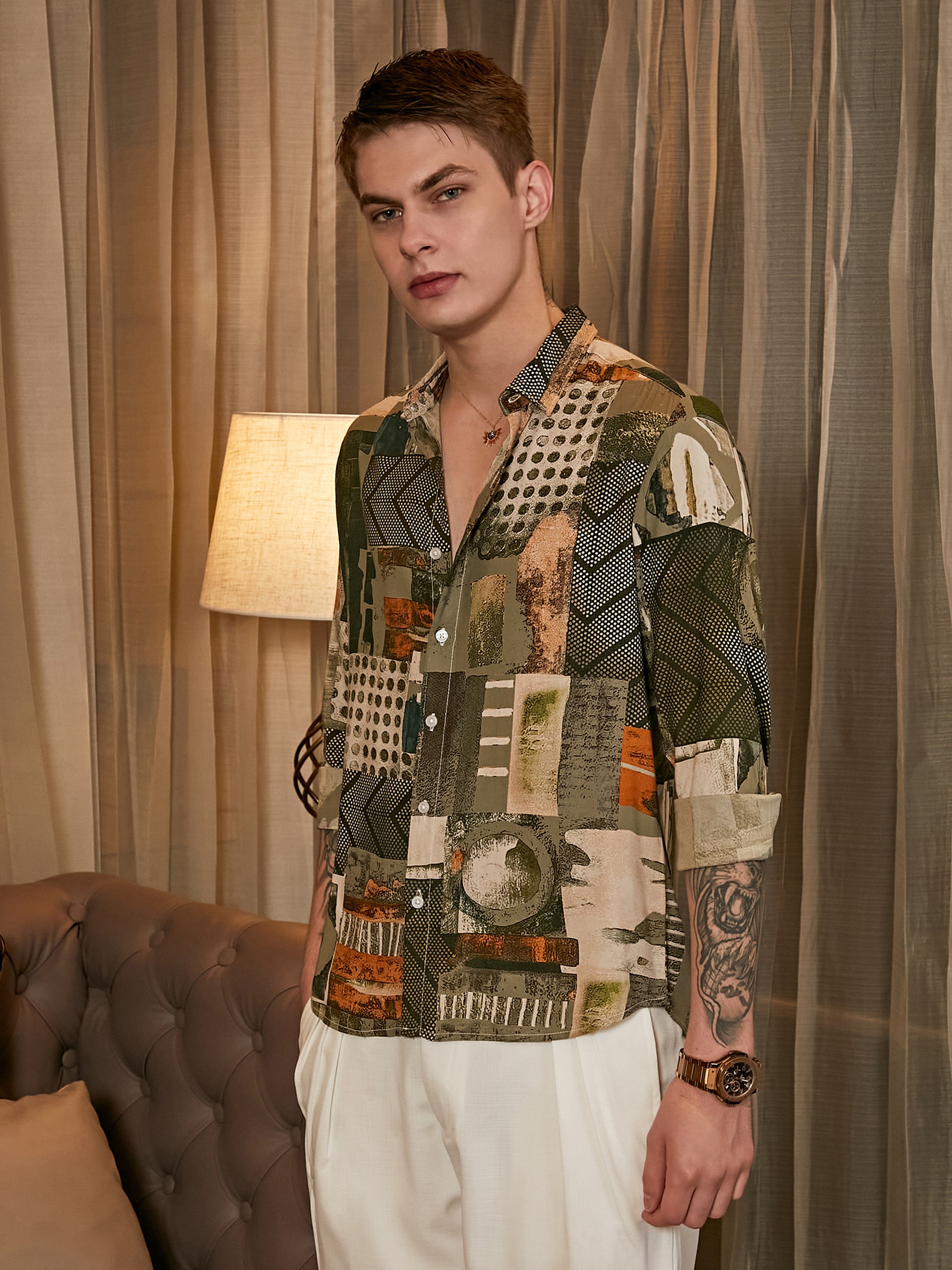 Men Abstract Print Regular Shirt