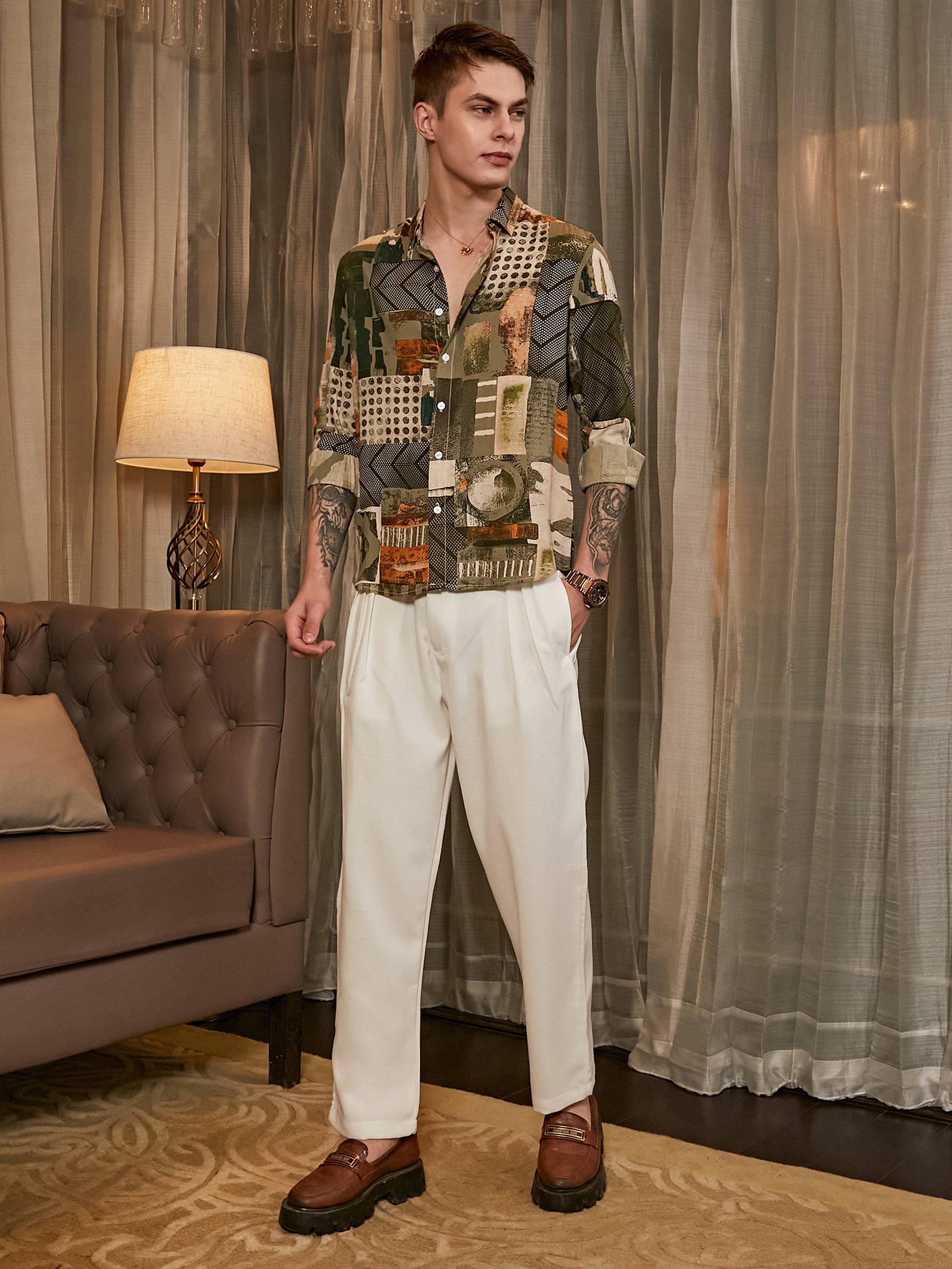 Men Abstract Print Regular Shirt