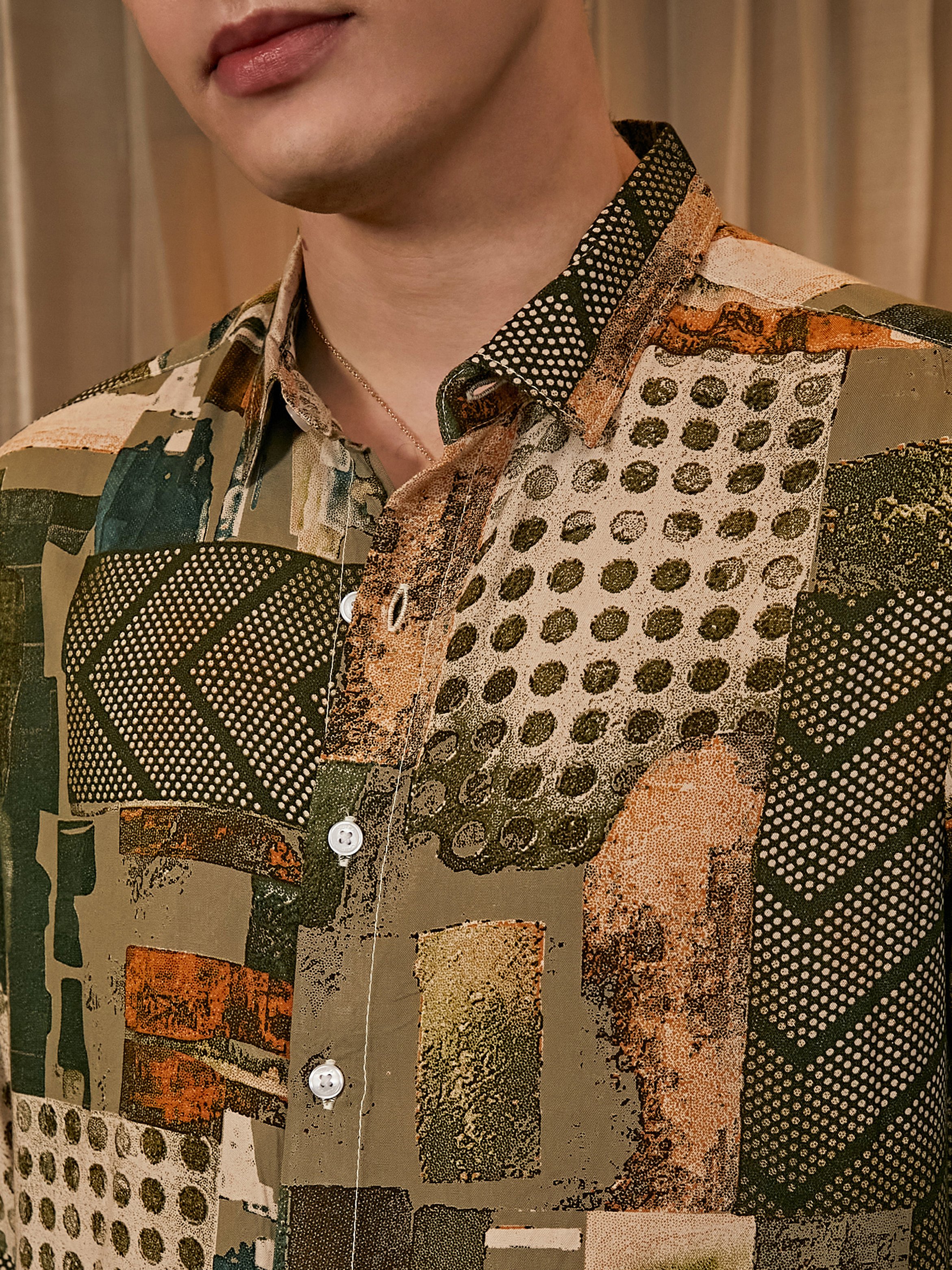 Men Abstract Print Regular Shirt