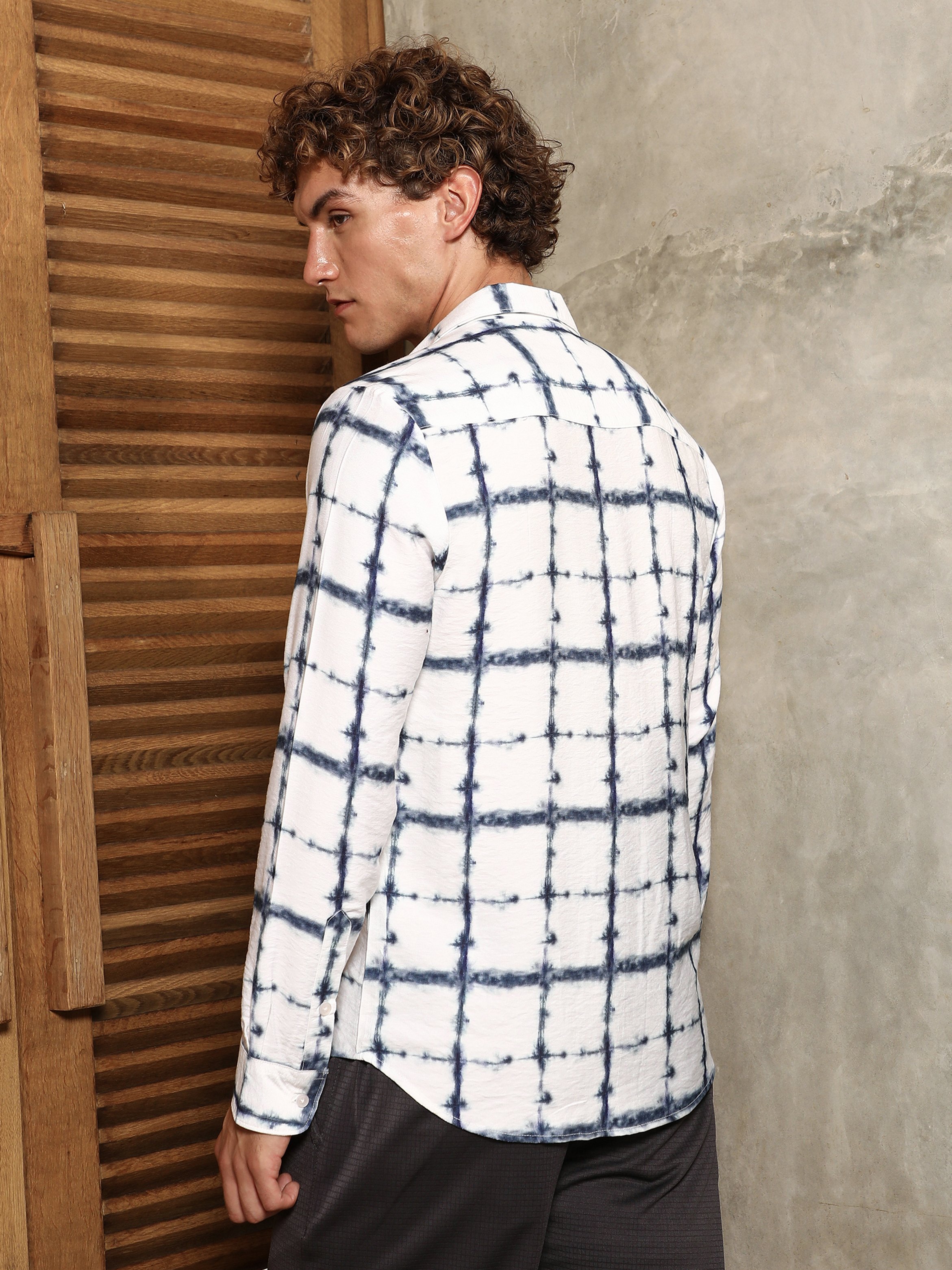 Men White Checked Regular Shirt