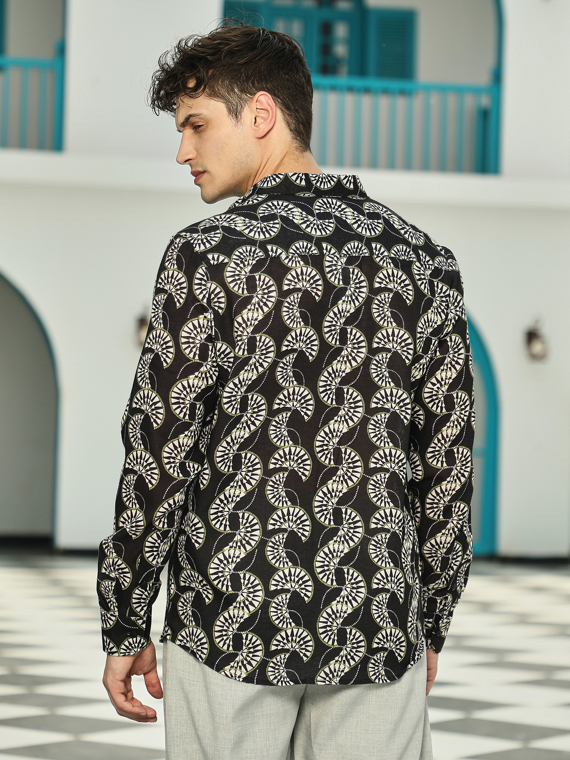 Men Black Printed Regular Shirt