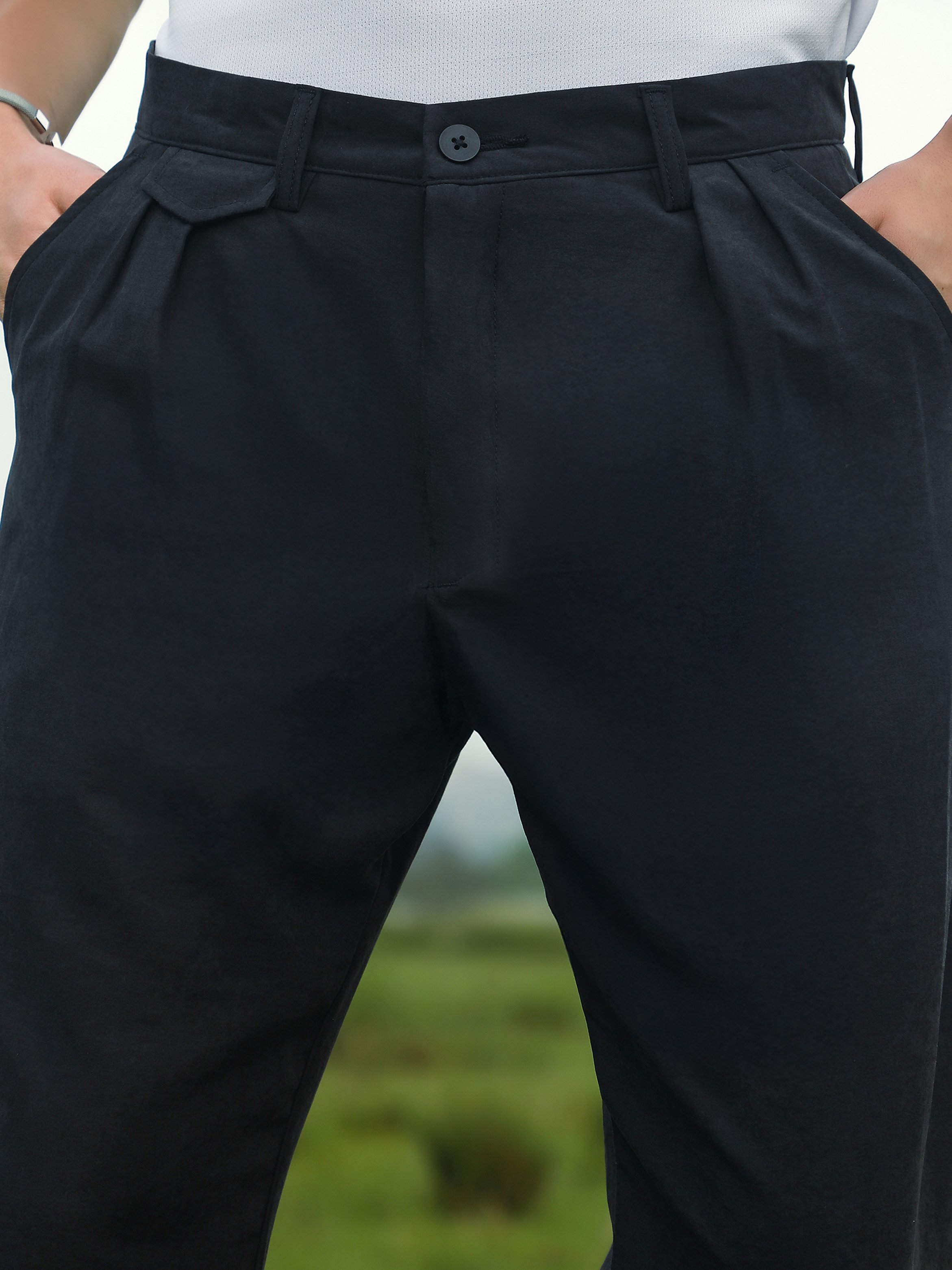Men Onyx Black Velvique Tailored Trousers