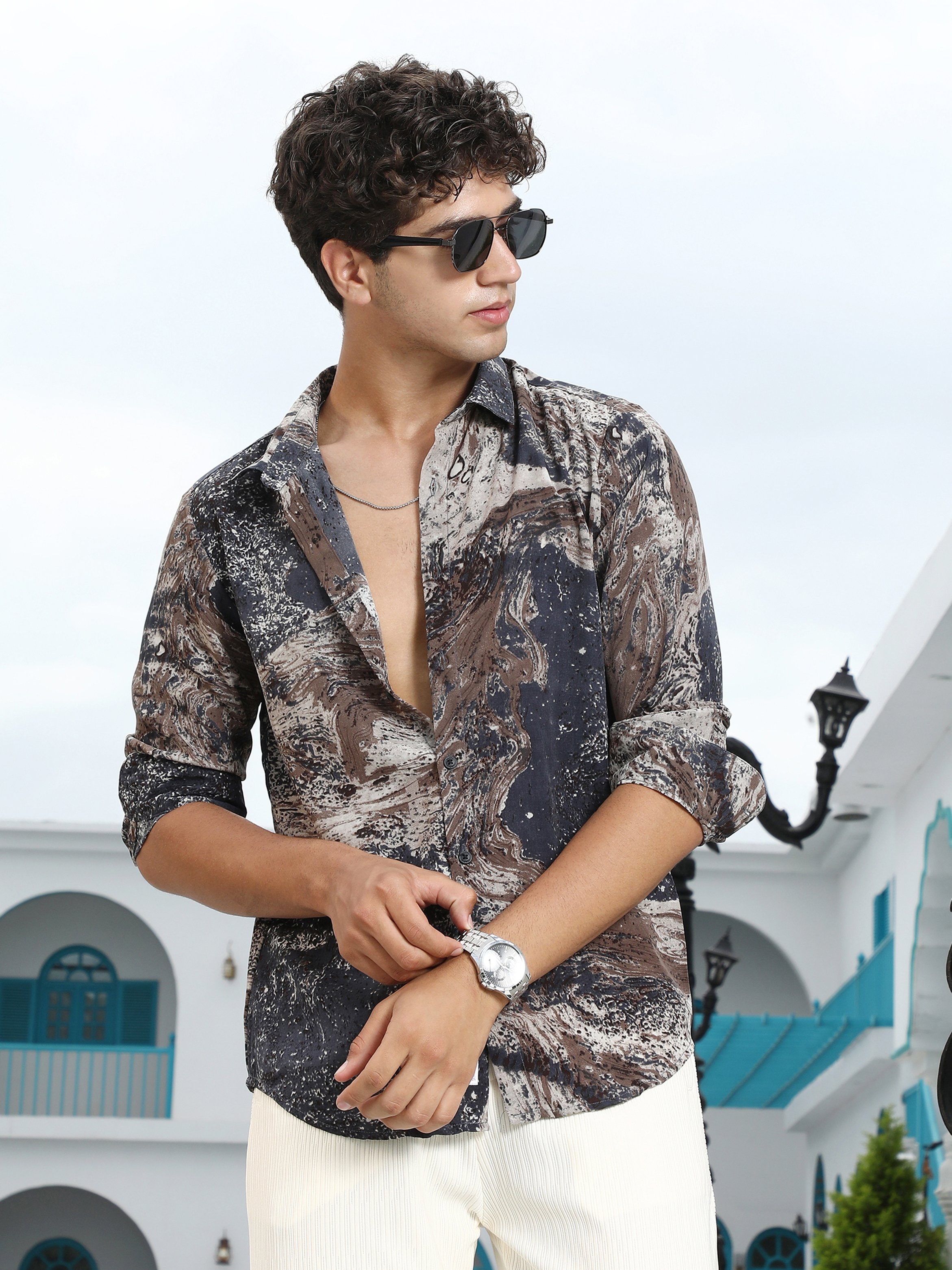 Men Abstract Print Regular Shirt