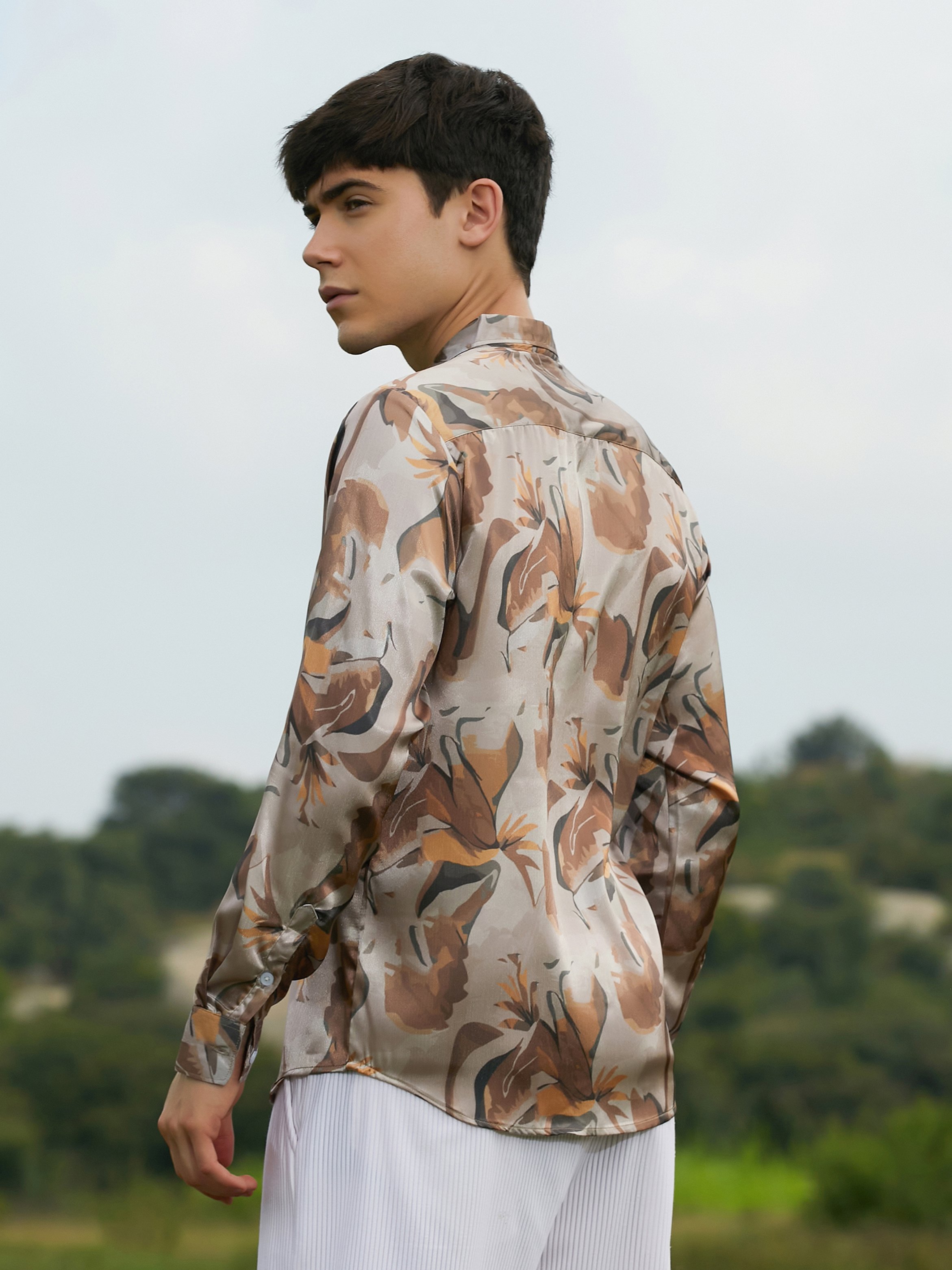 Men Brown Printed Regular Shirt