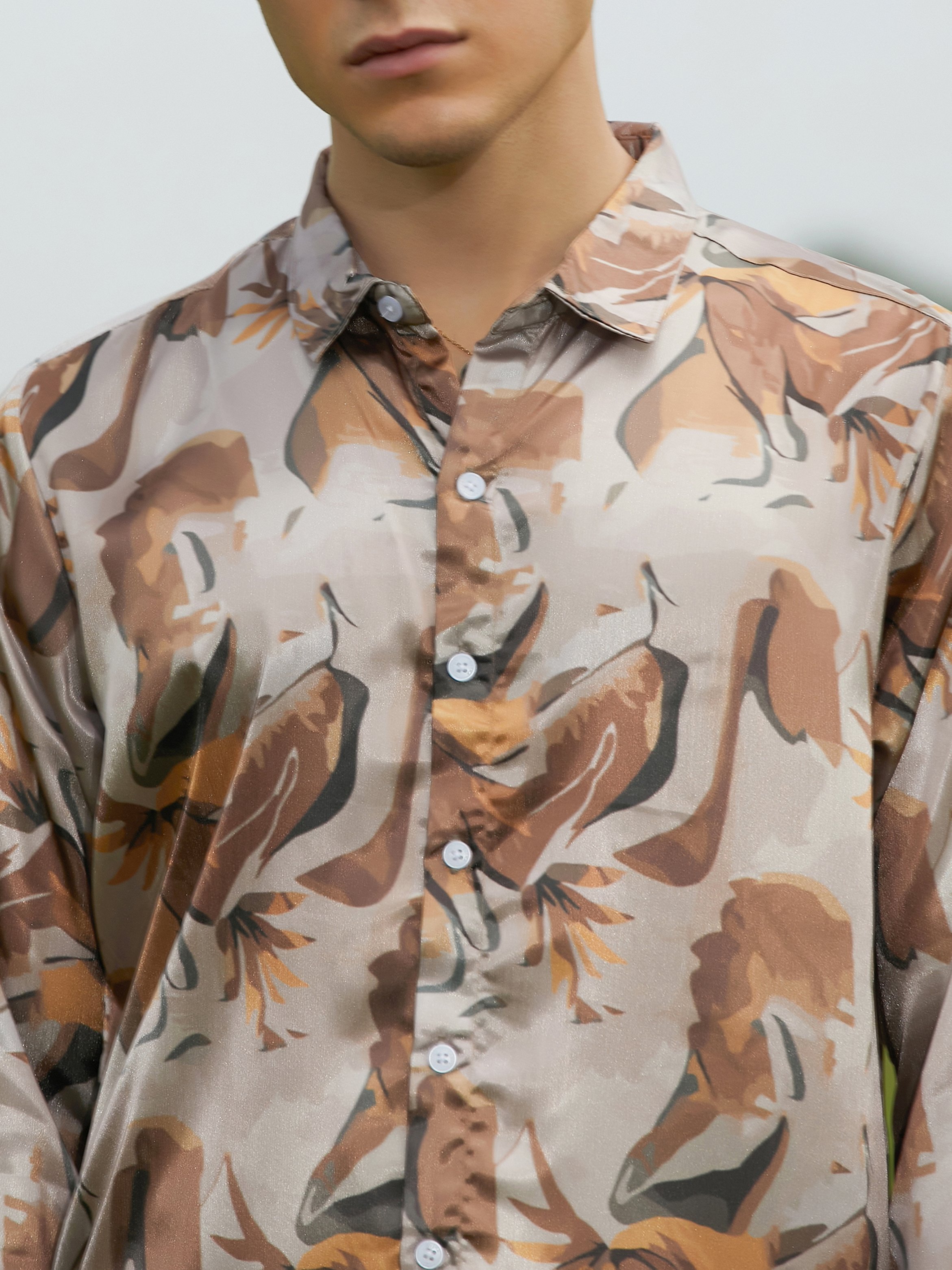 Men Brown Printed Regular Shirt
