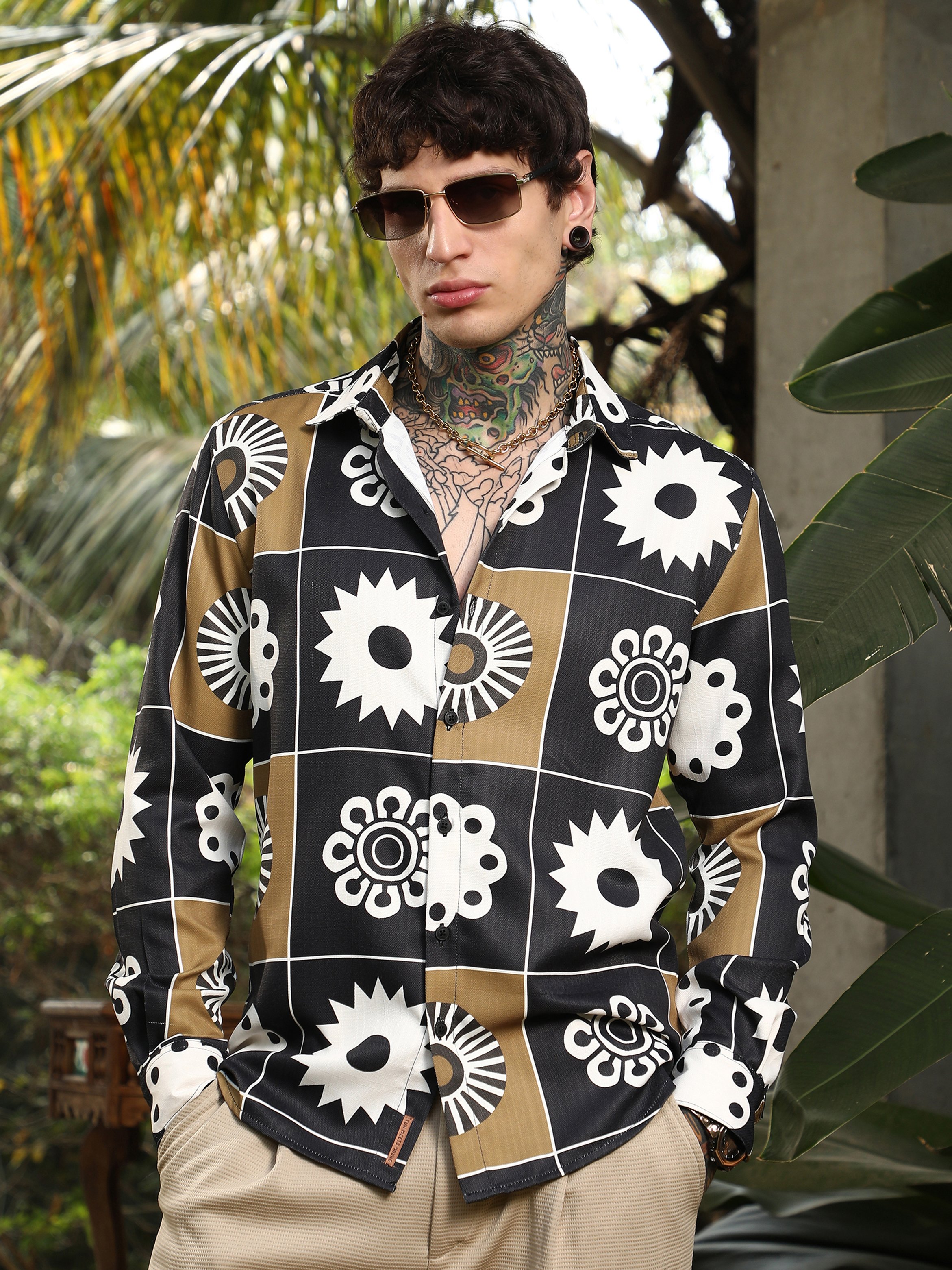 Men Retro Floral Print Shirt