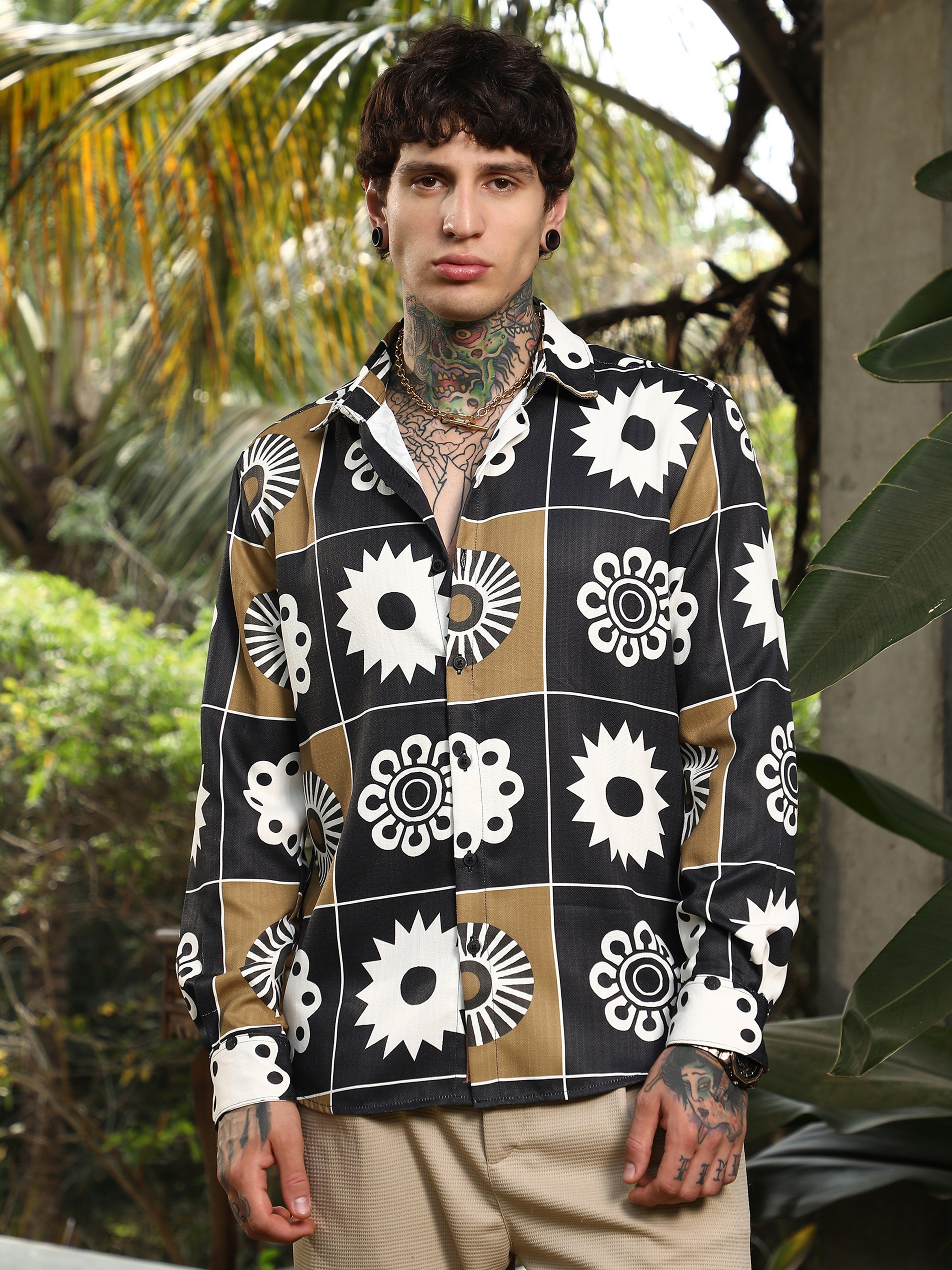 Men Retro Floral Print Shirt