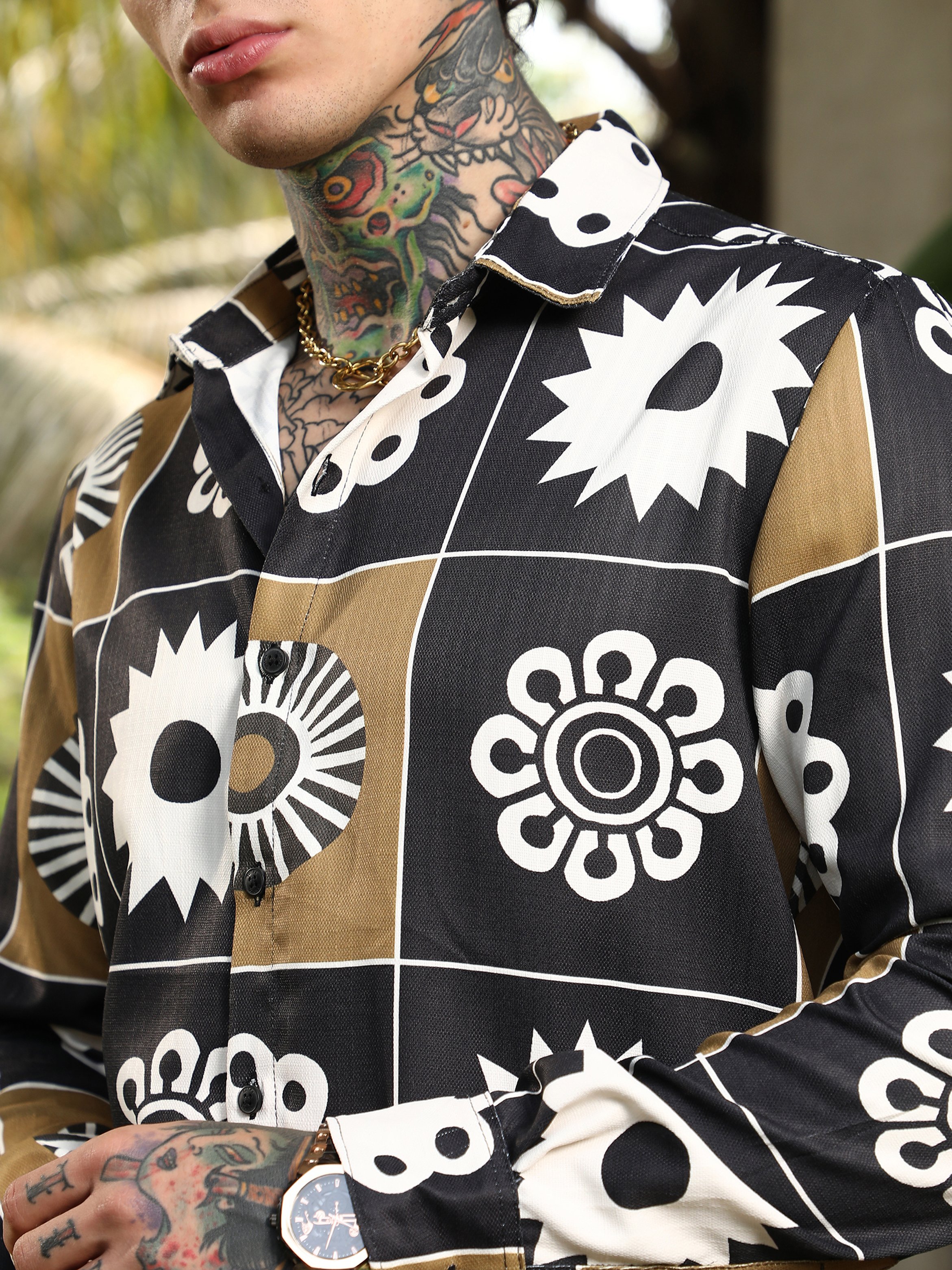 Men Retro Floral Print Shirt