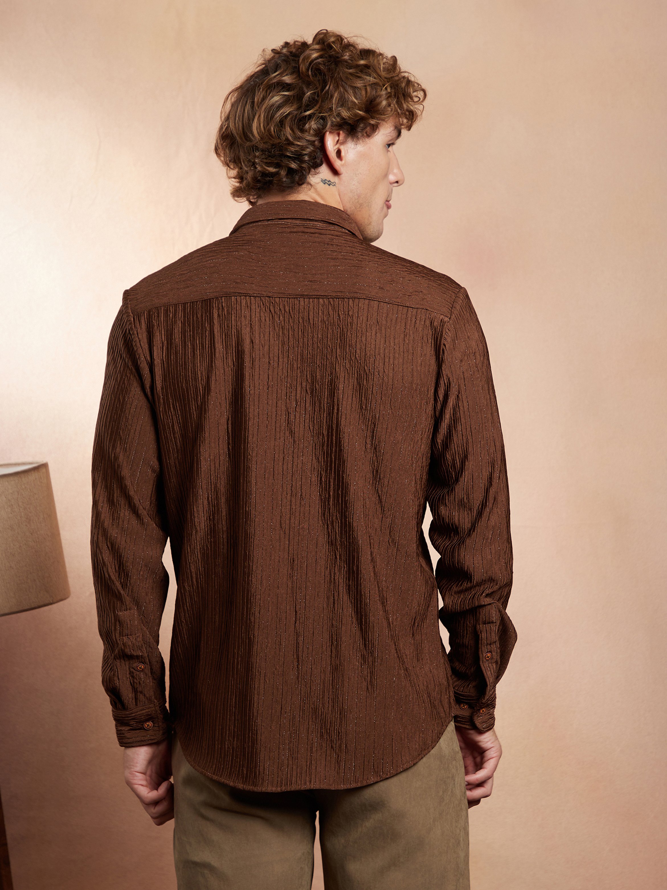 Men Brown Textured Shirt