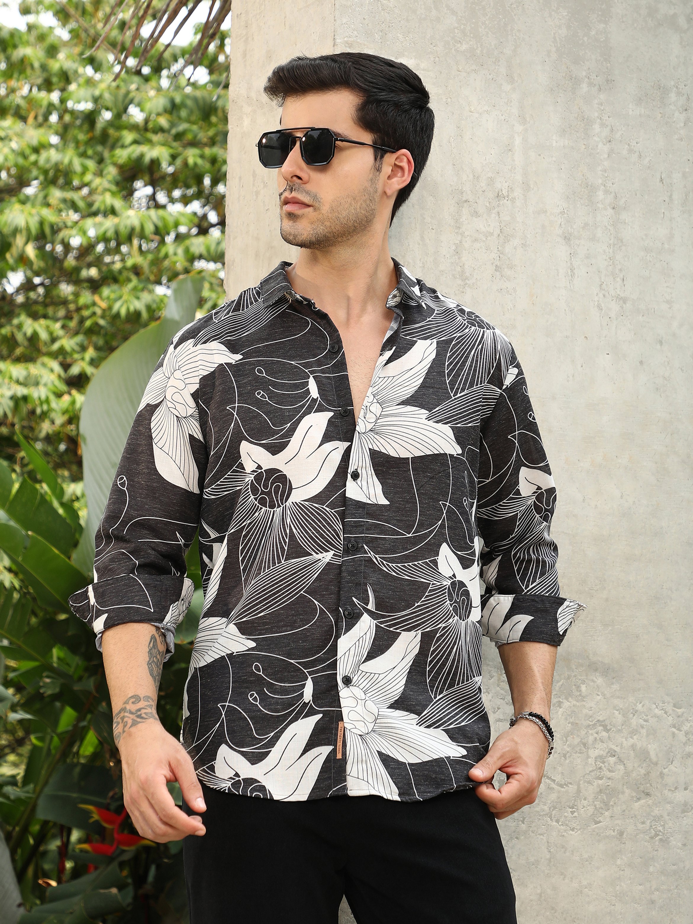 Men Charcoal Black Airy-Bloom Shirt