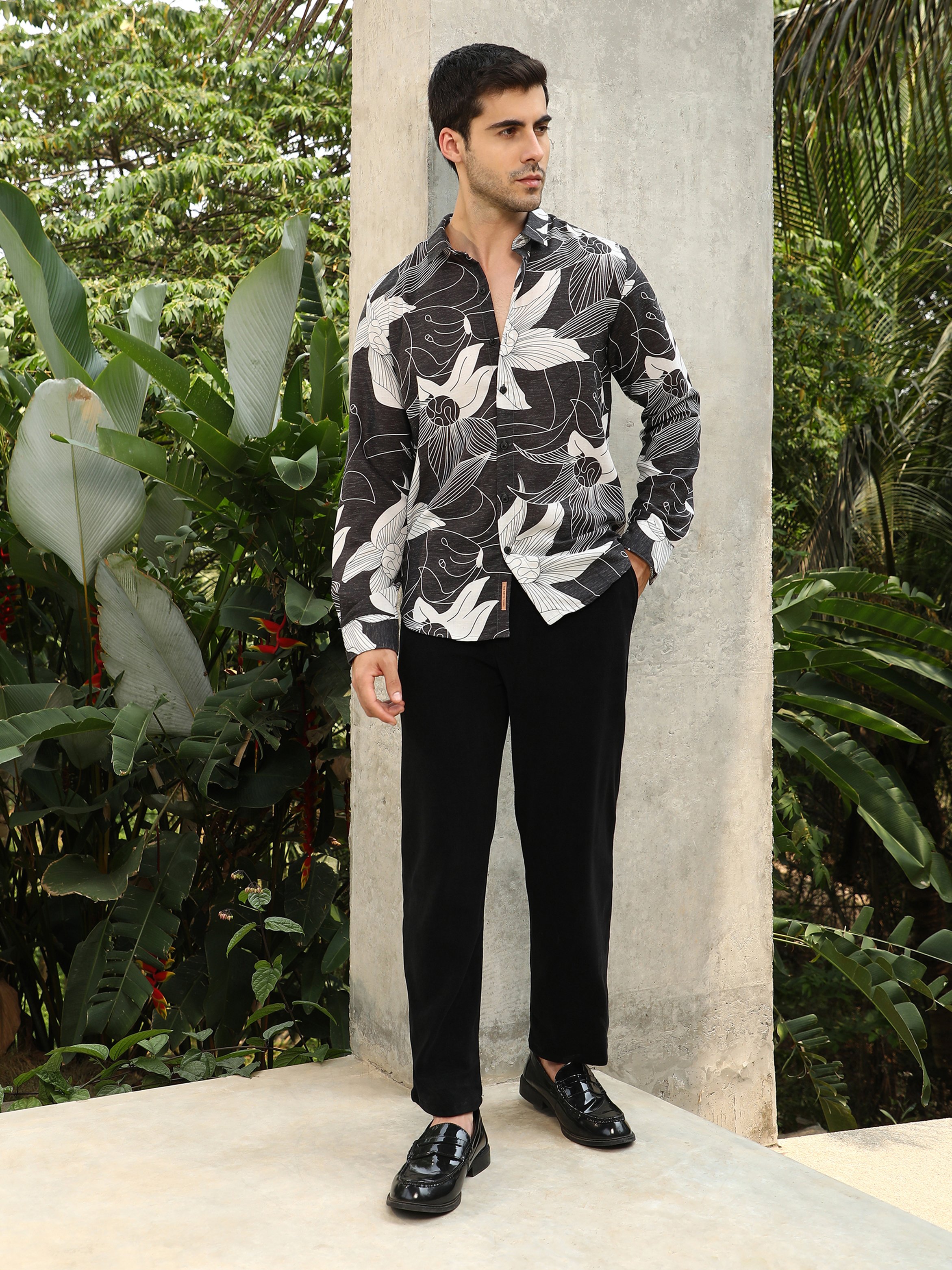 Men Charcoal Black Airy-Bloom Shirt