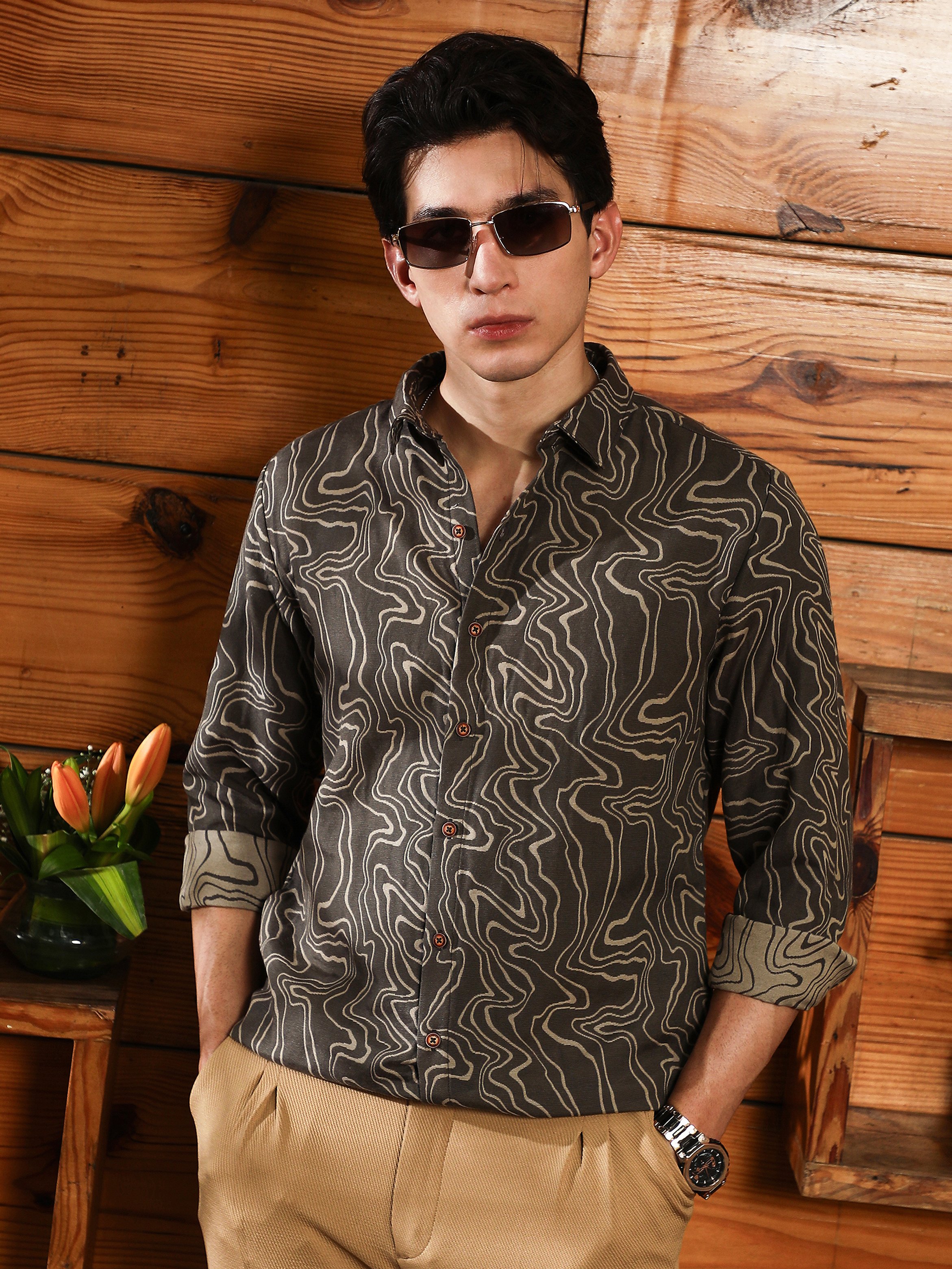 Men Textured Jacquard Shirt