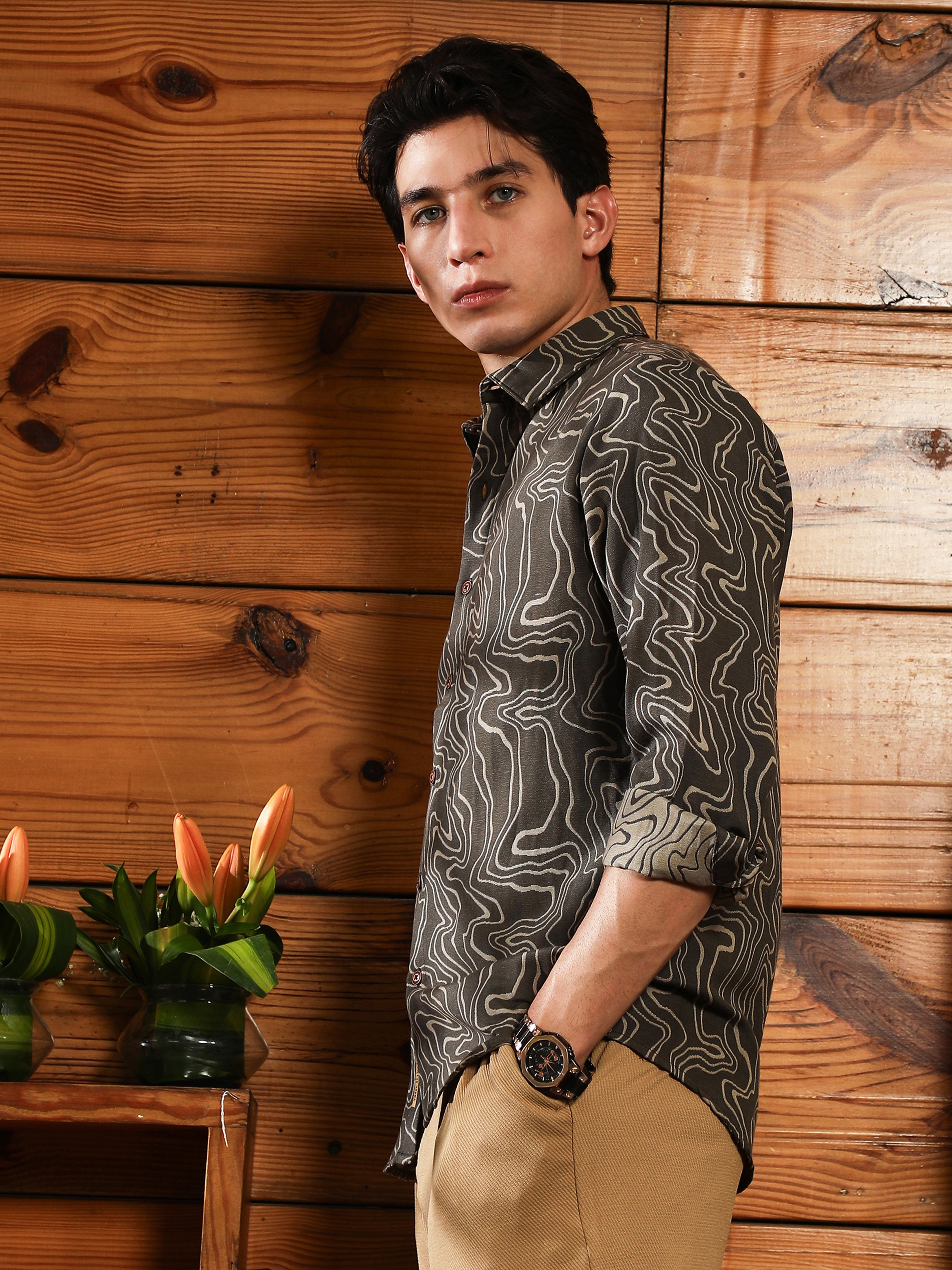 Men Textured Jacquard Shirt