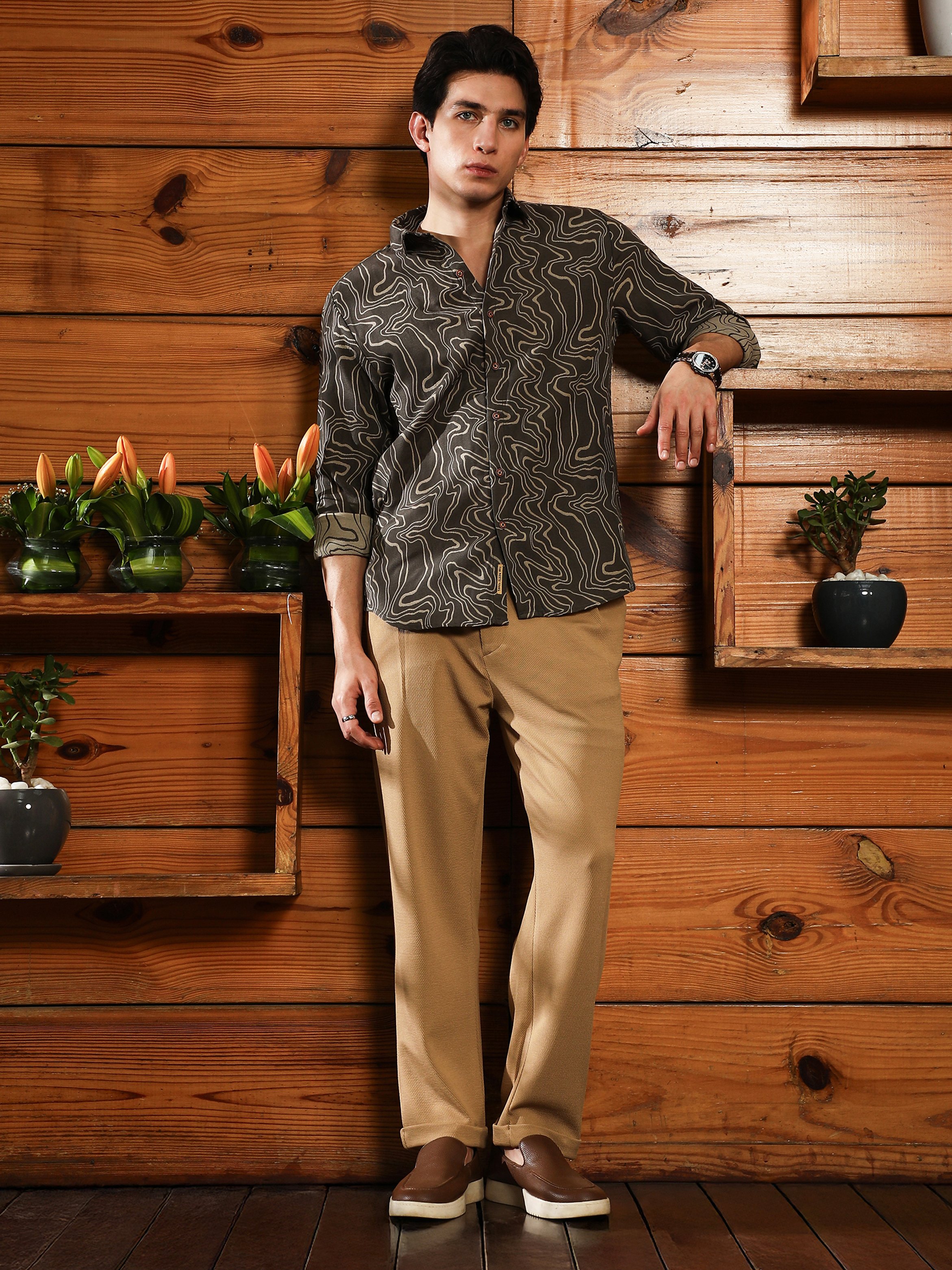 Men Textured Jacquard Shirt