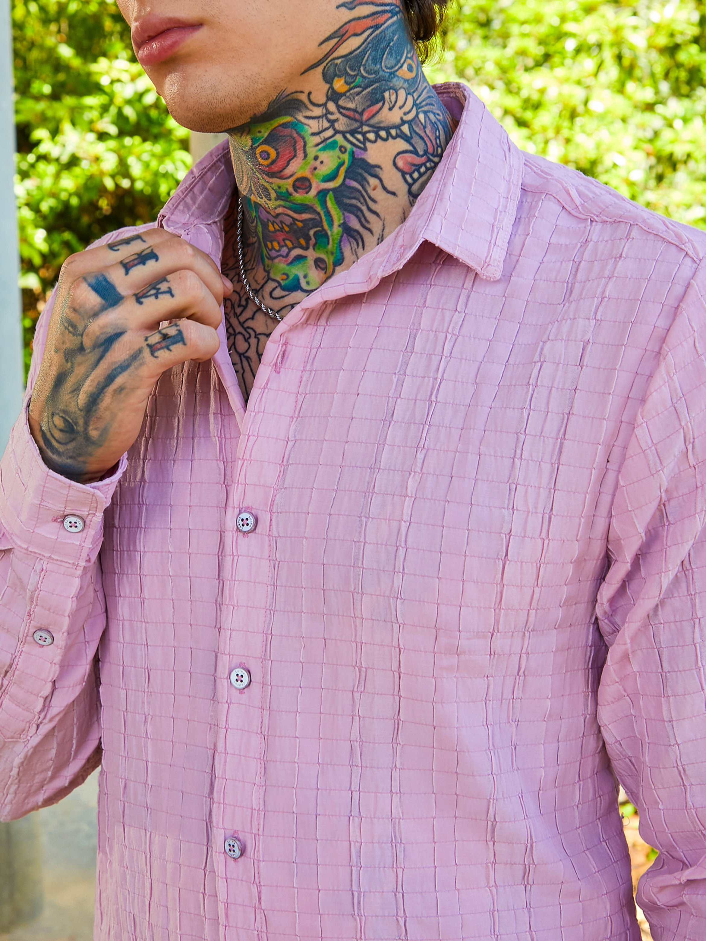 Men Pink Textured Shirt