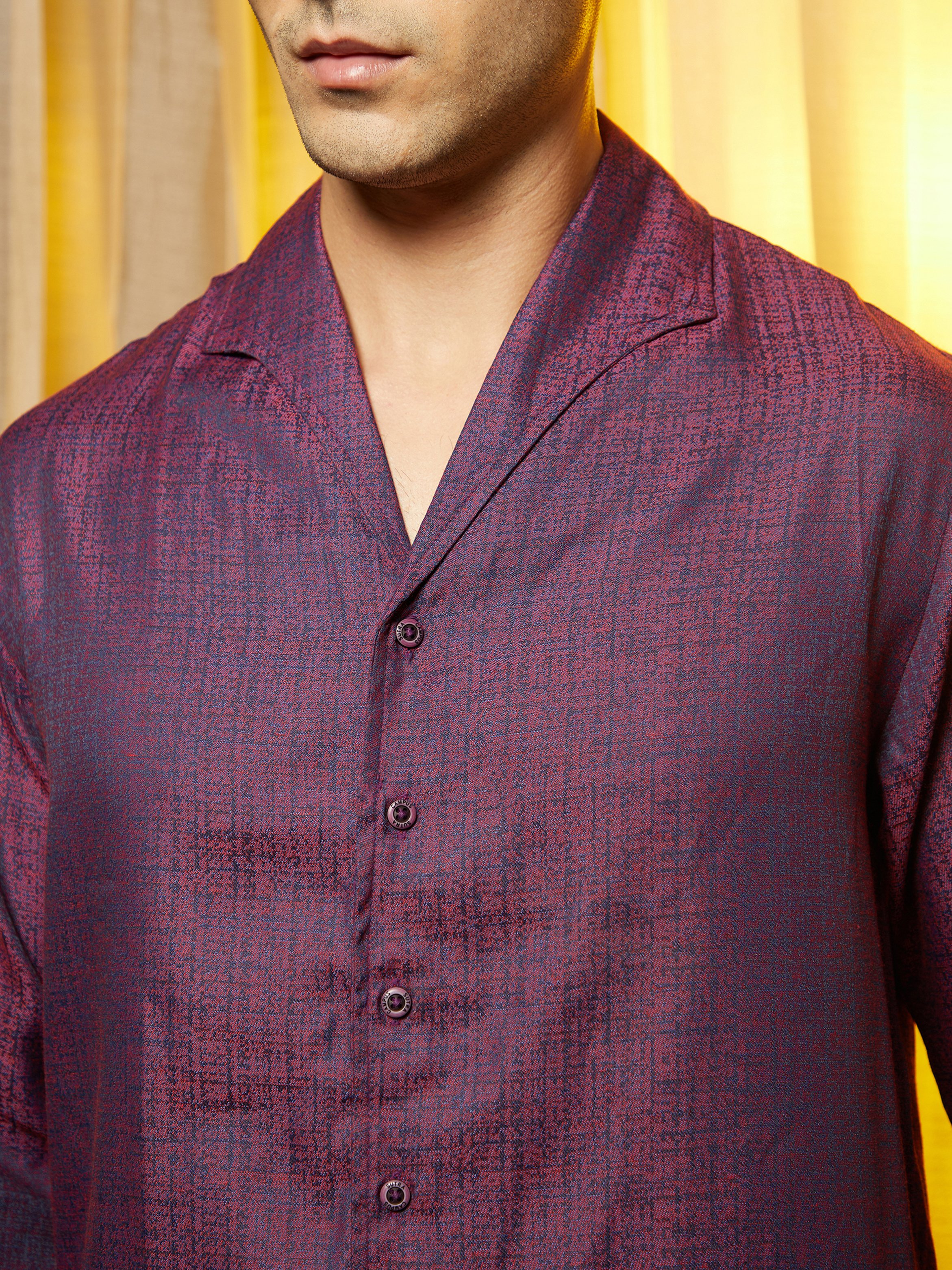 Men Purple Textured Regular Shirt