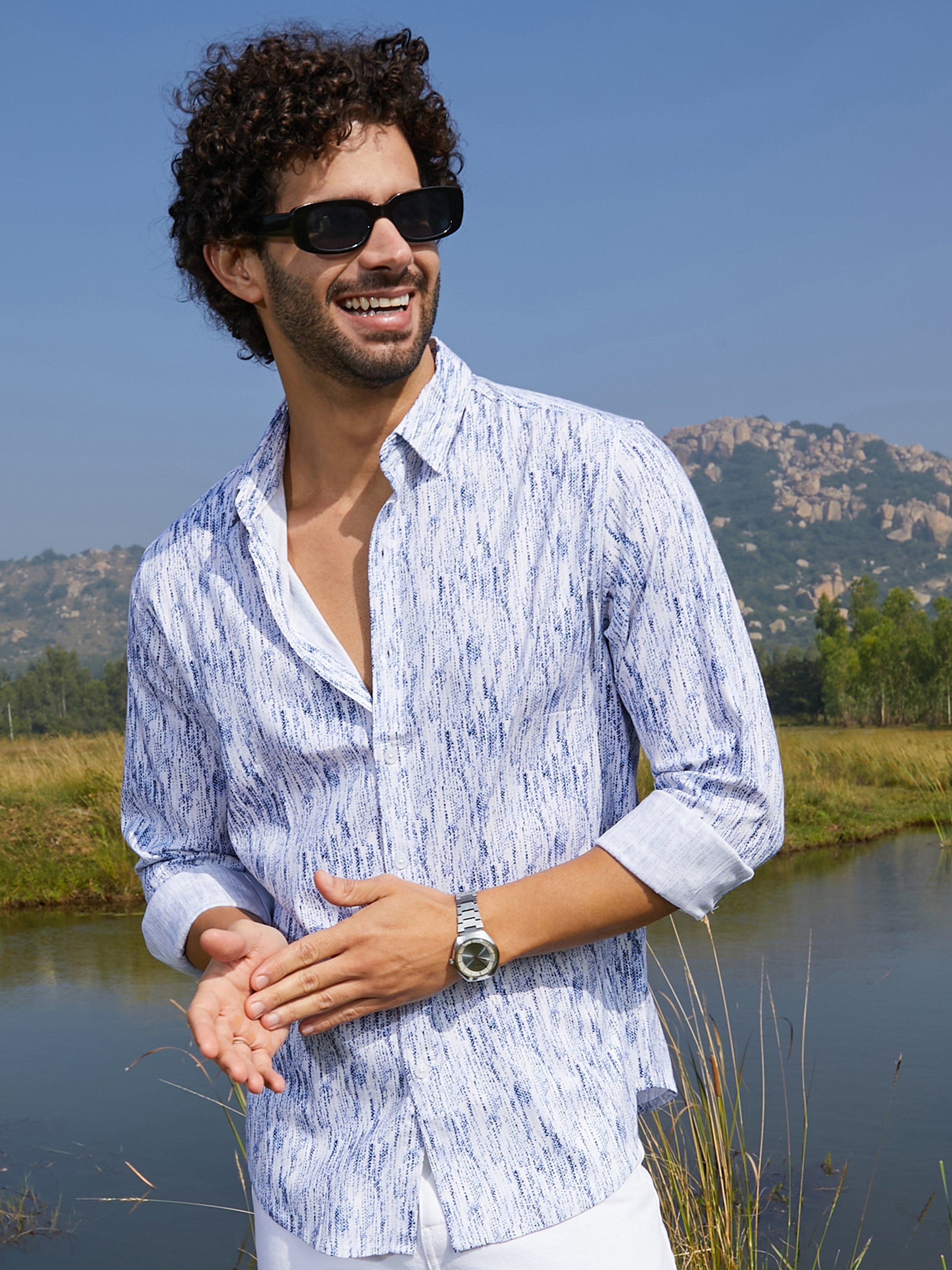 Men Textured Print Shirt