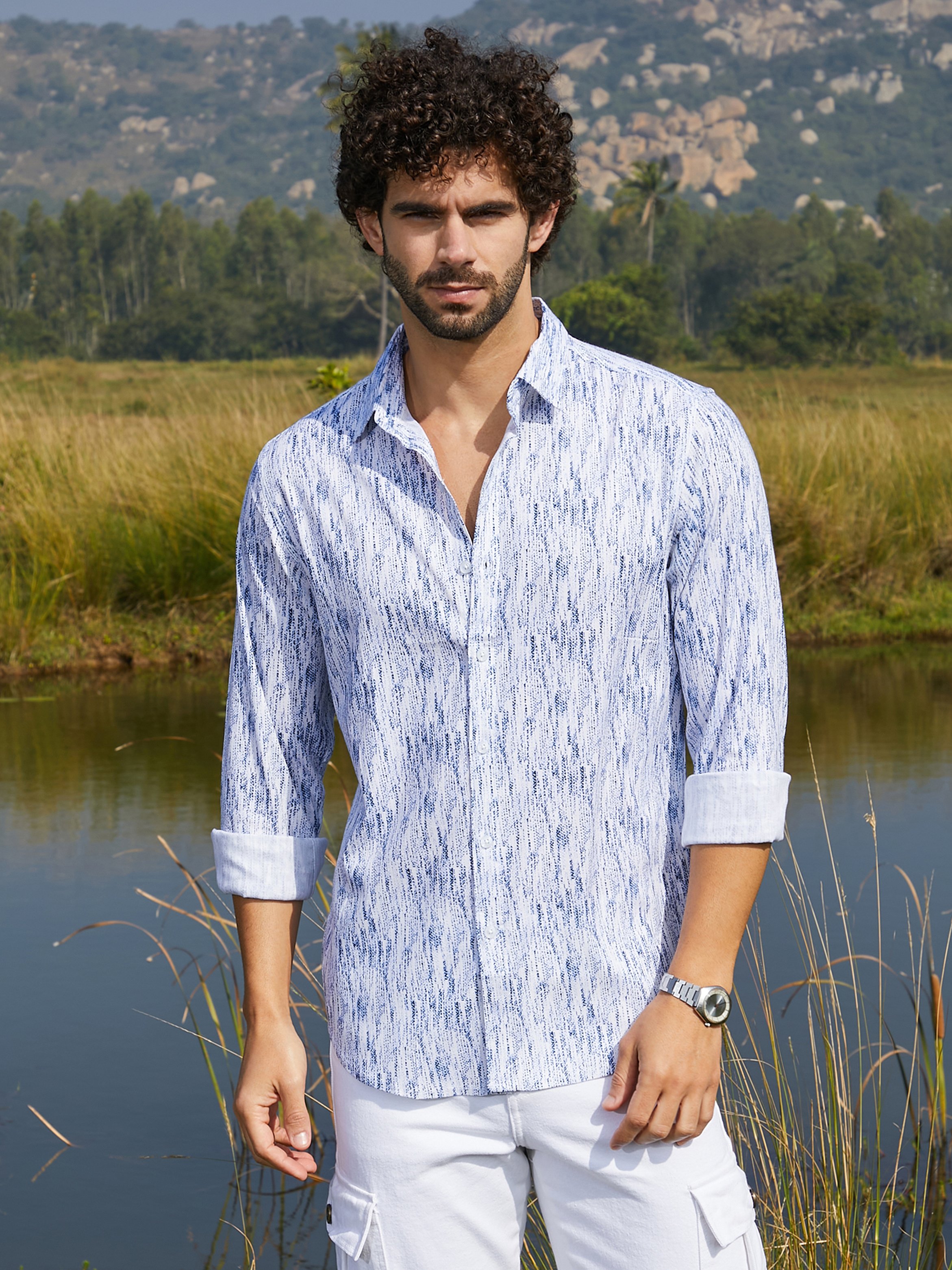 Men Textured Print Shirt