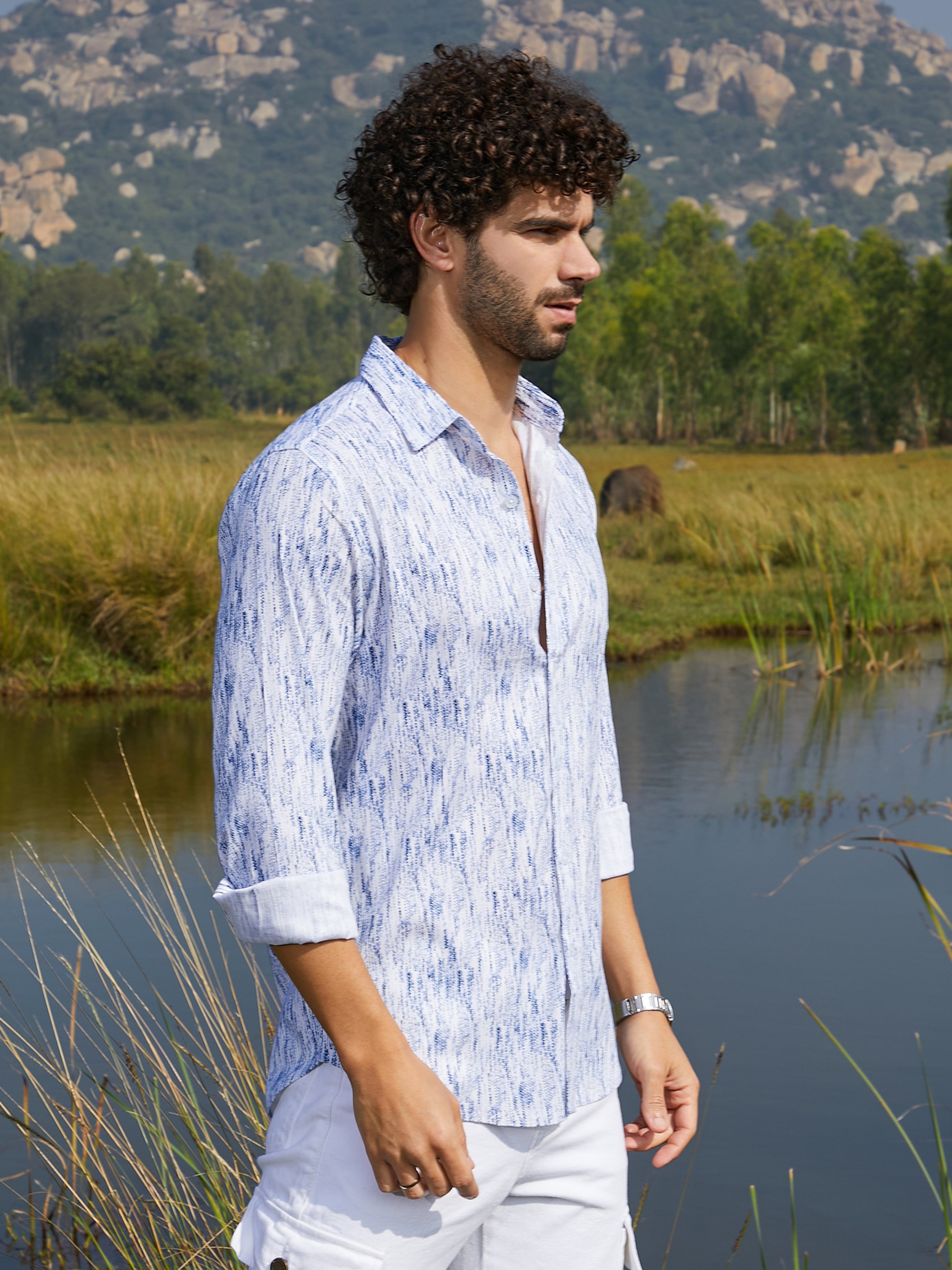 Men Textured Print Shirt