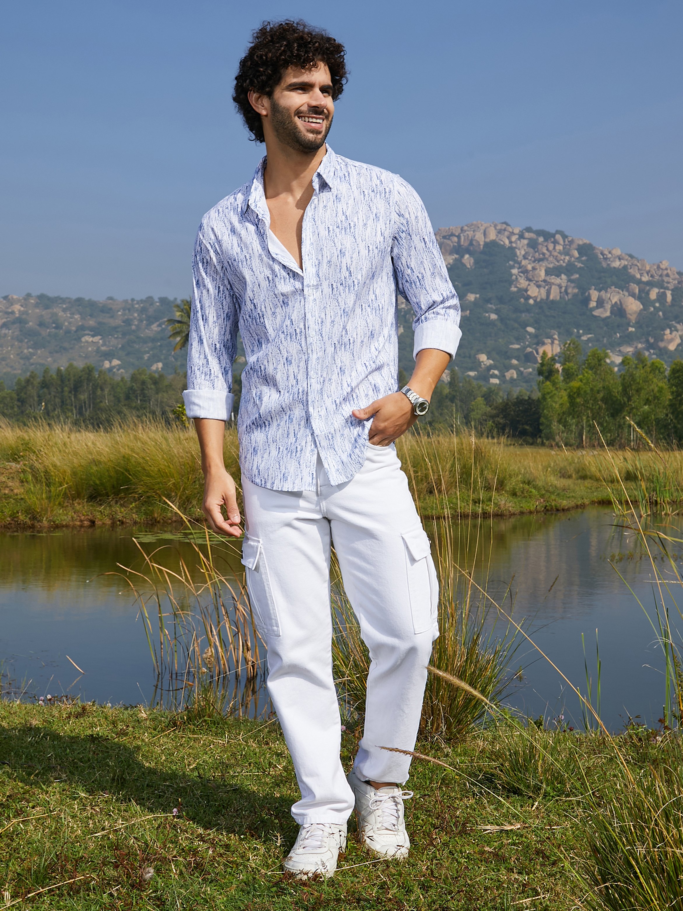 Men Textured Print Shirt