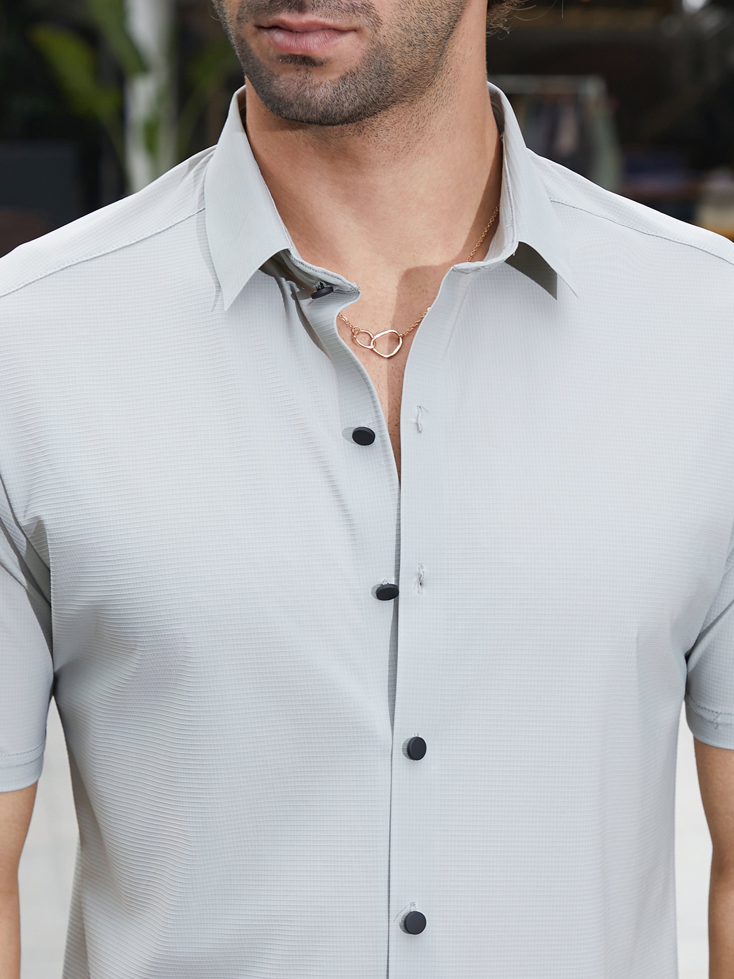 Men Cloud Grey Seamless Waffle Shirt