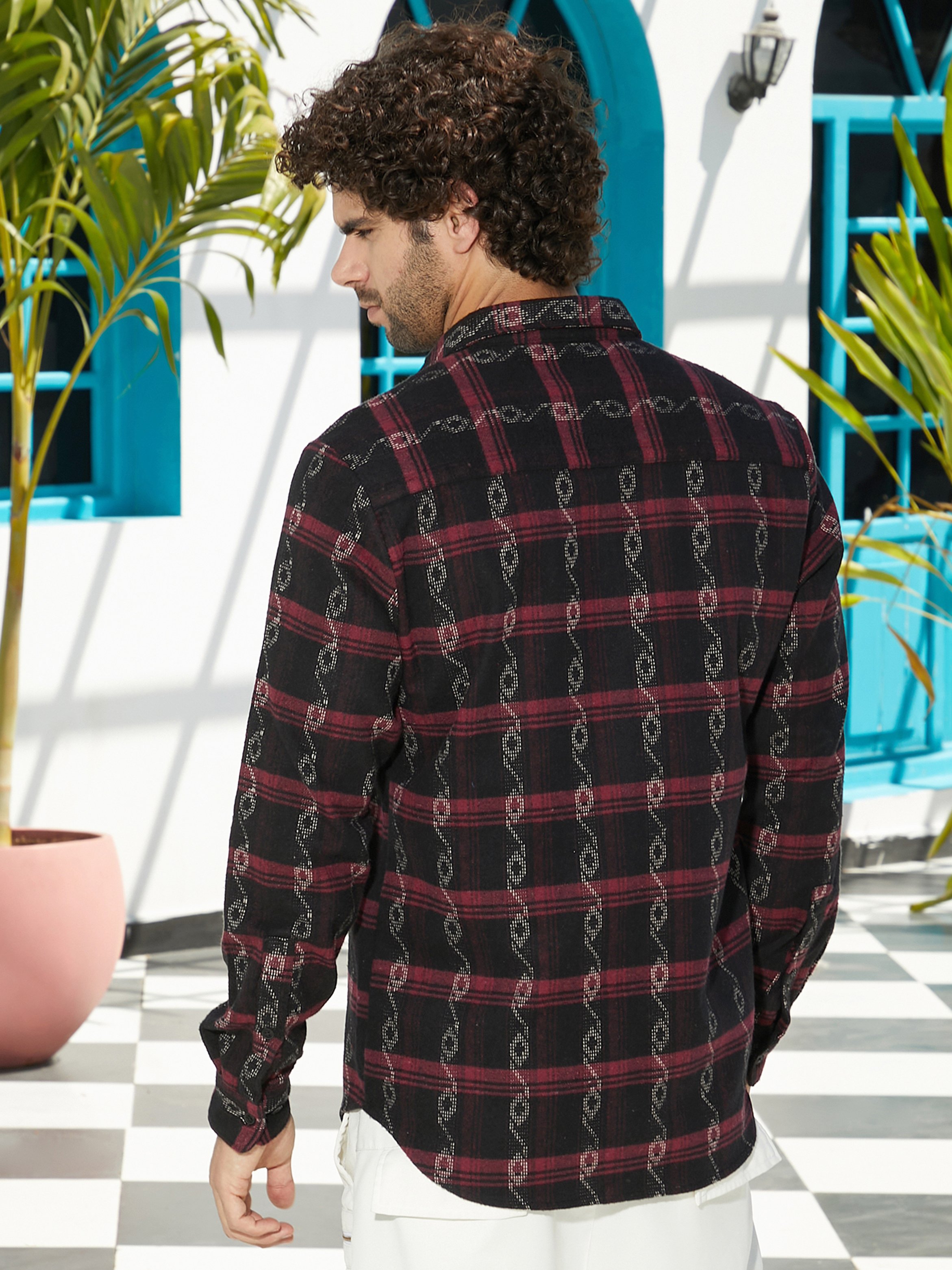 Men Black Checkered Buttoned Shirt