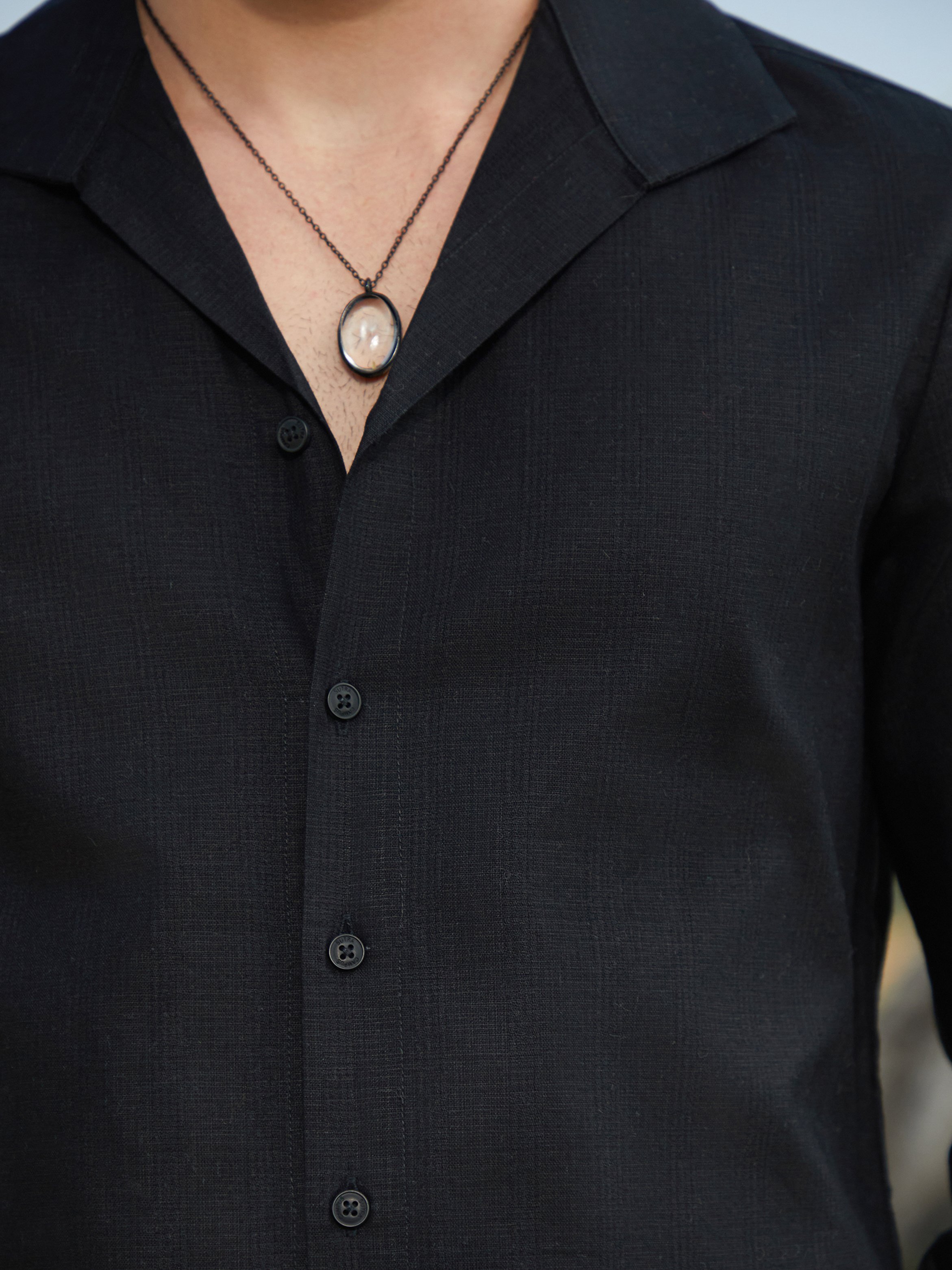 Men Midnight Black Solid Casual Shirt