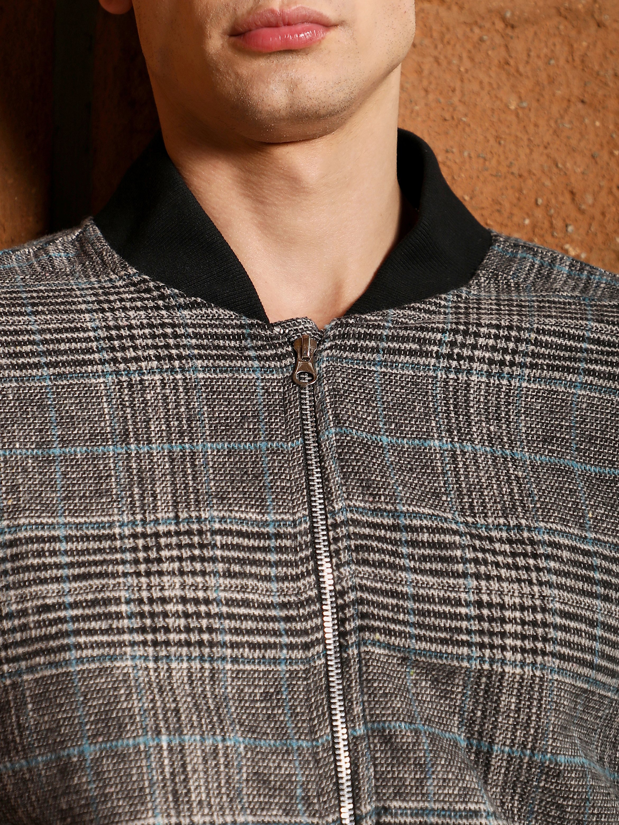 Men Tartan-Plaid Bomber Jacket