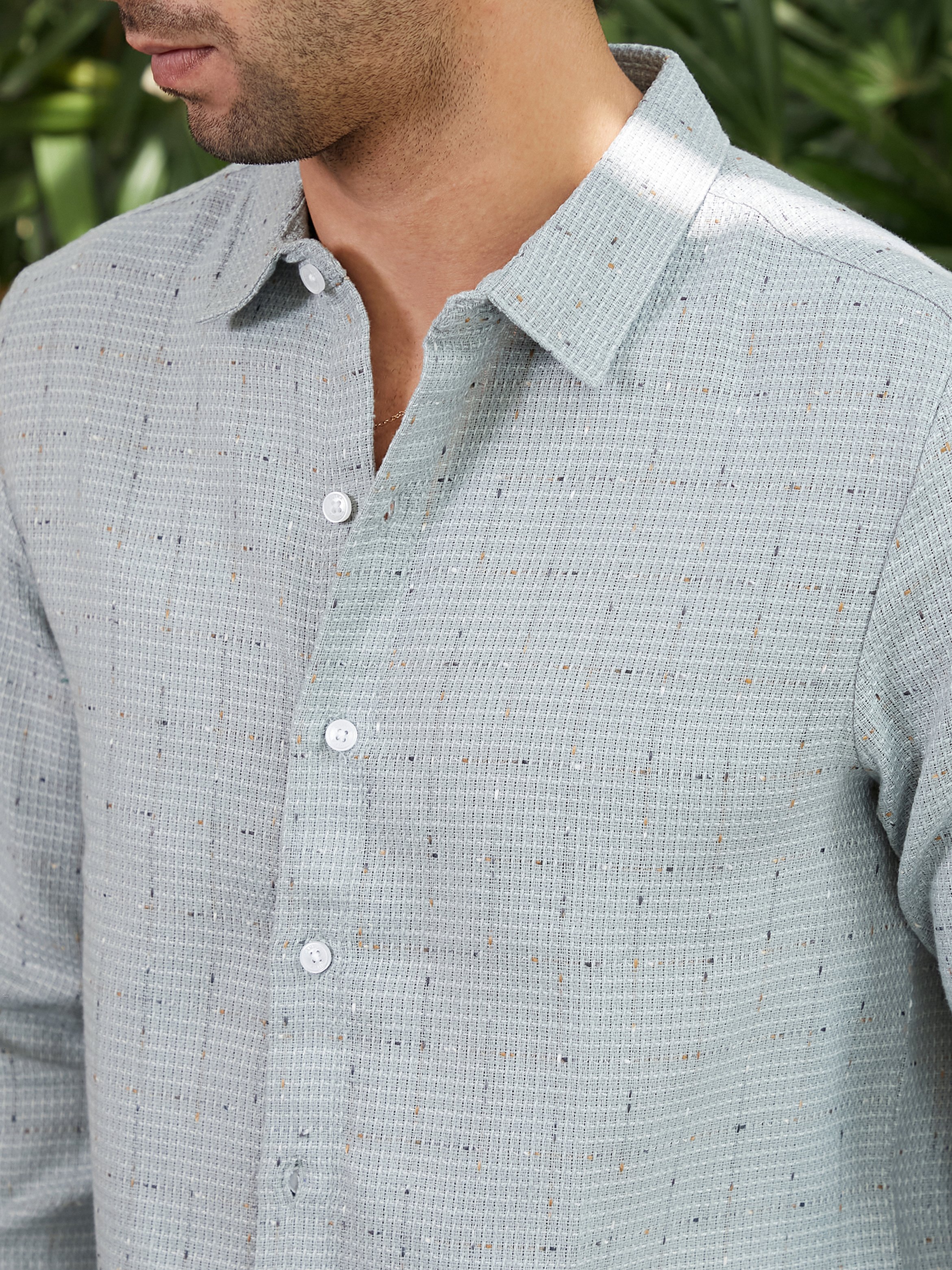 Men Cloud Grey Ditsy Grid Shirt