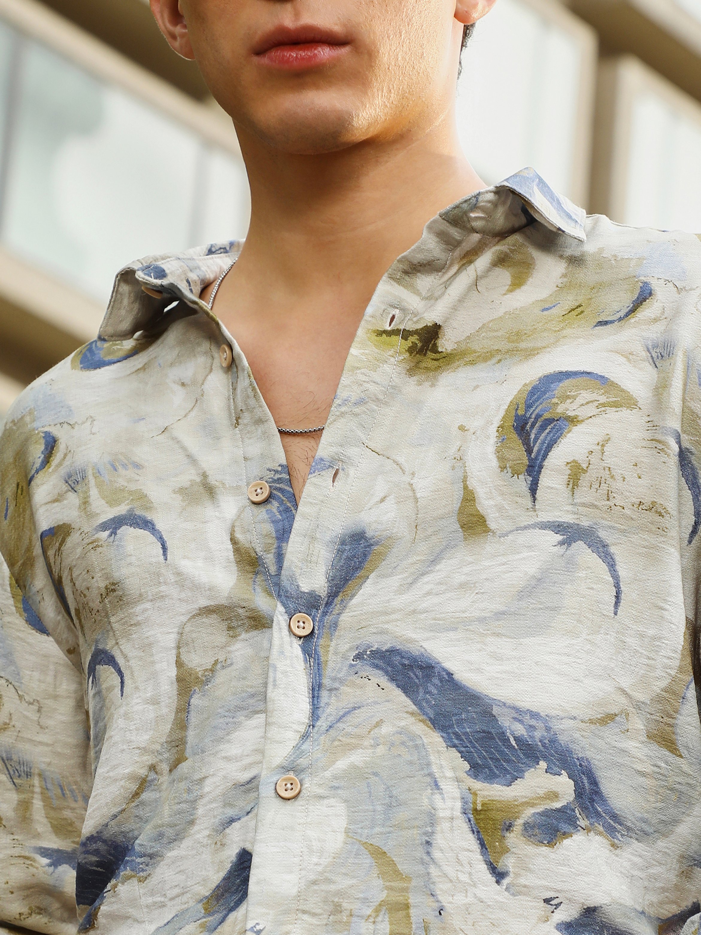 Men Off-White Printed Textured Shirt