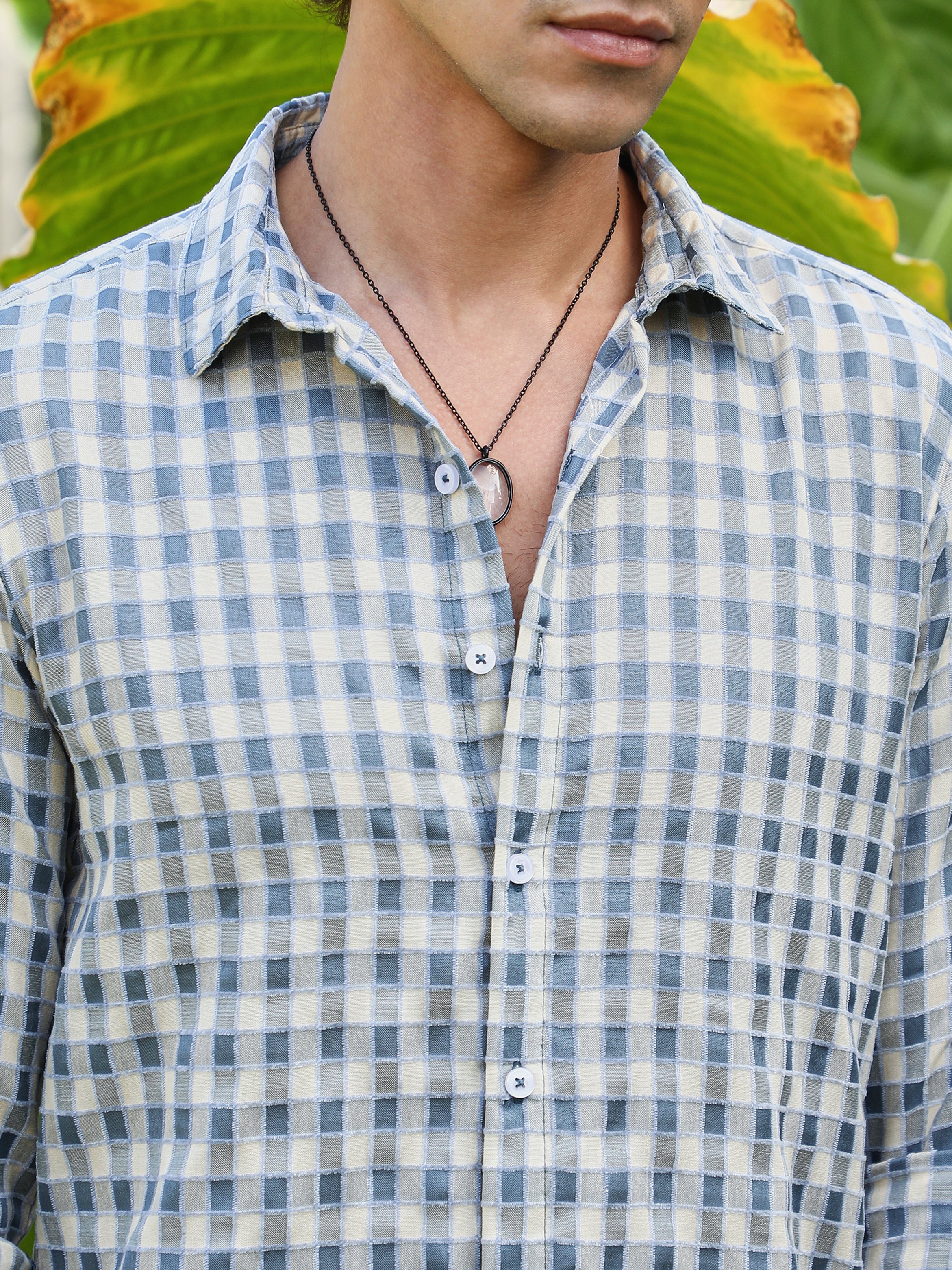 Men Blue Checkered Regular Shirt