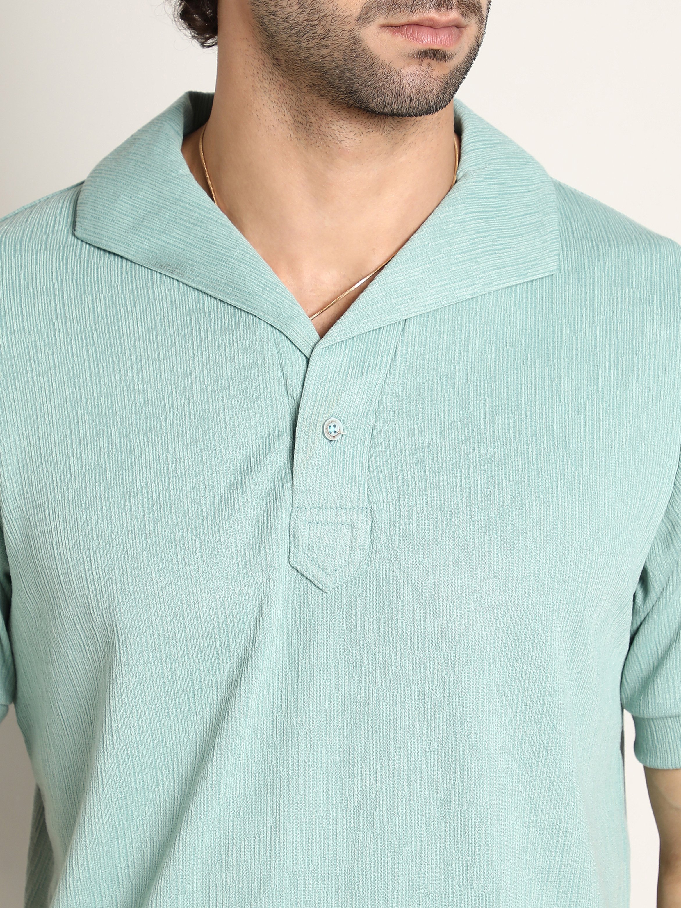 Men Green Short Sleeves Polo T-Shirt