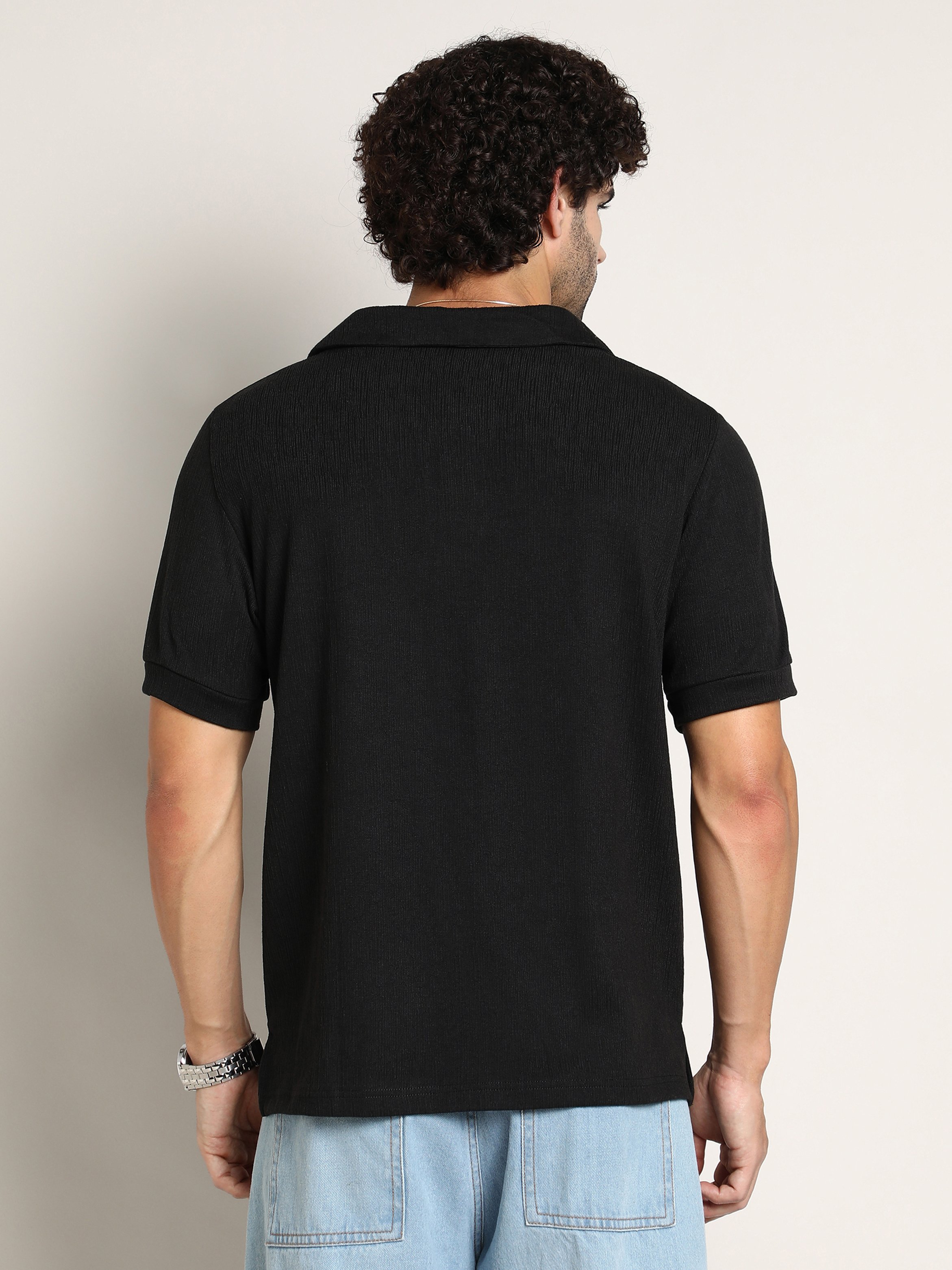 Men Black Short Sleeves Polo T-Shirt