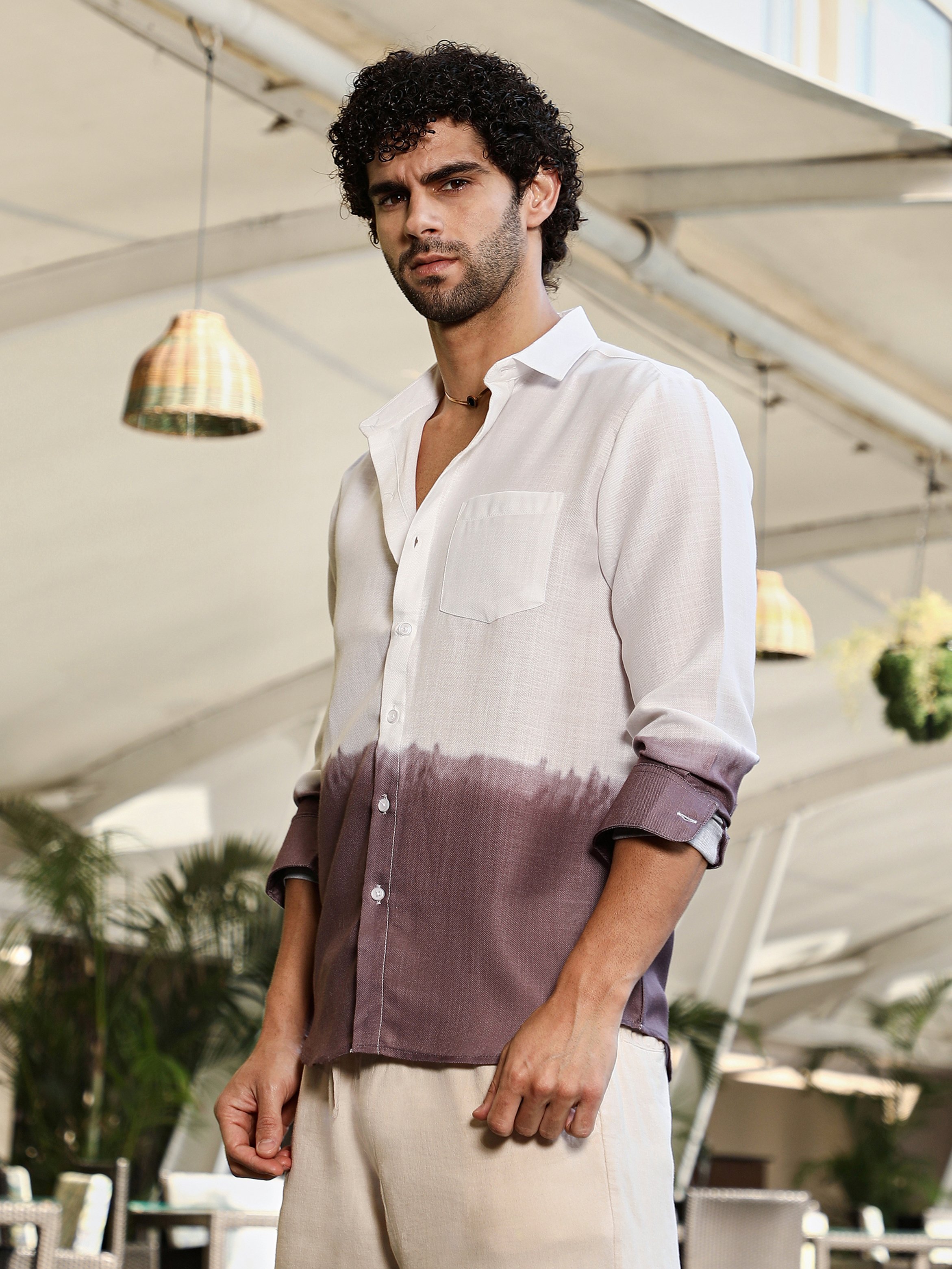 Men Brown Ombre Regular Shirt