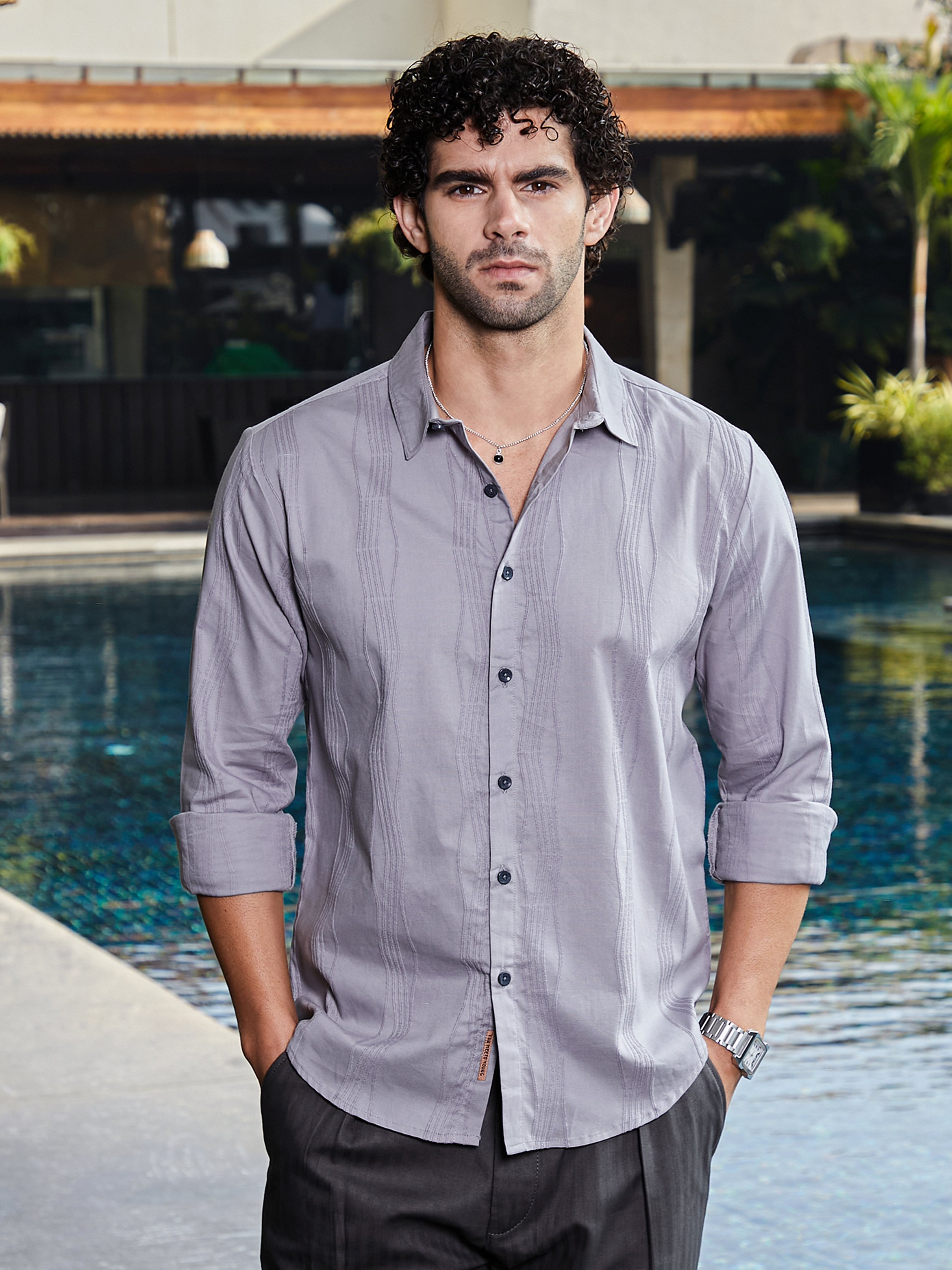 Men Flint Grey Swirl-Tactile Shirt