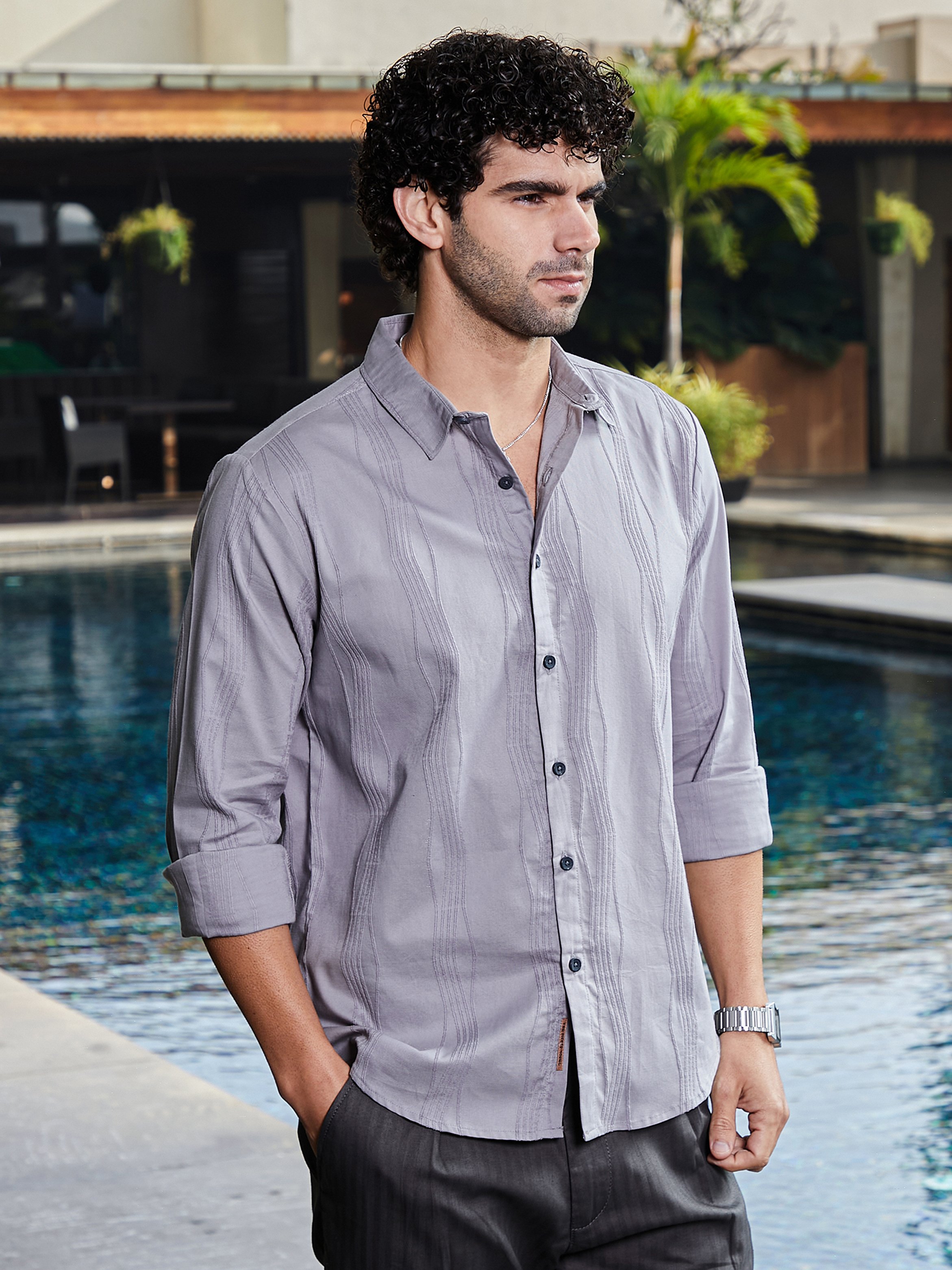 Men Flint Grey Swirl-Tactile Shirt