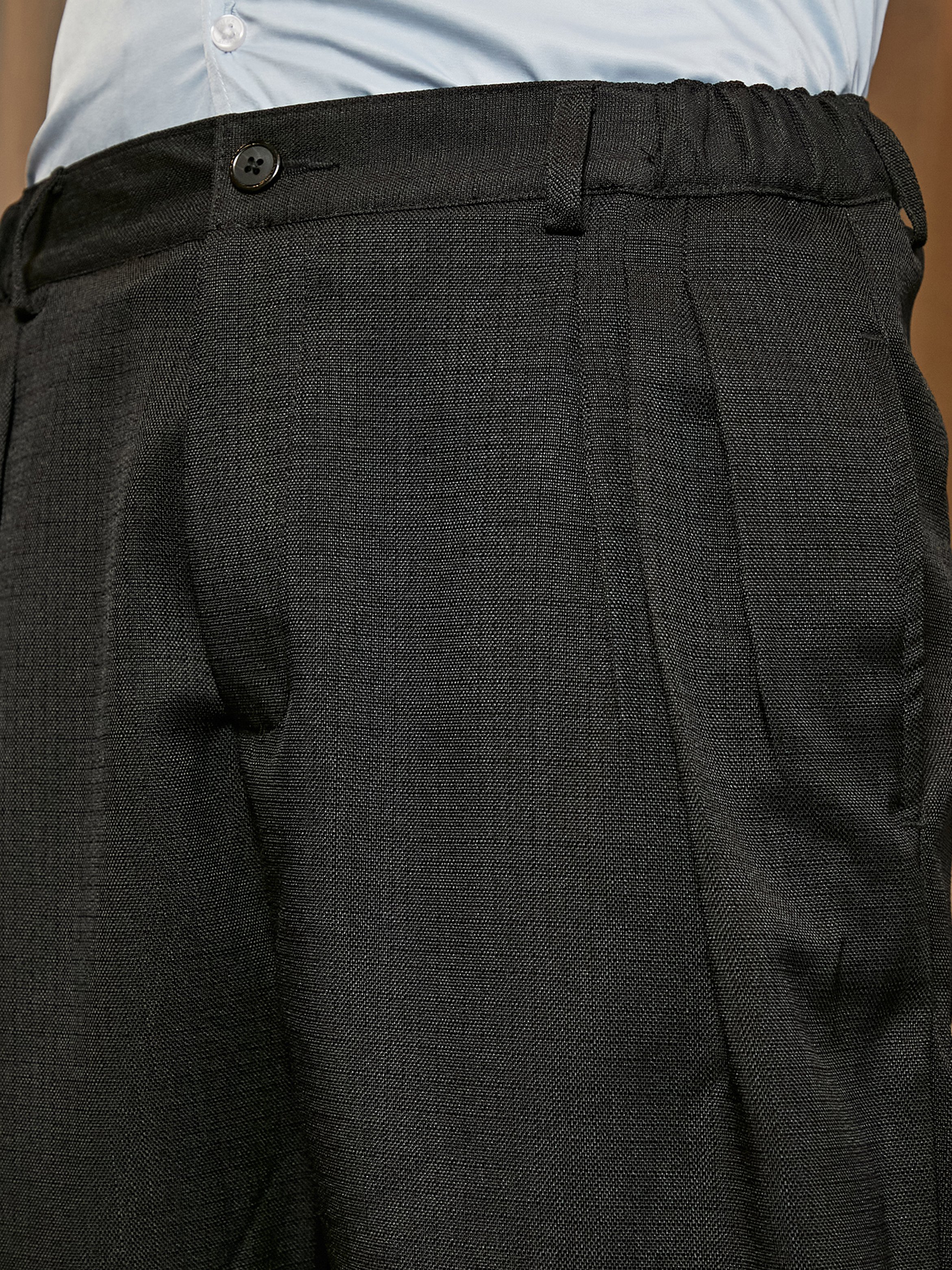 Men Onyx Black Straight Tailored Trousers