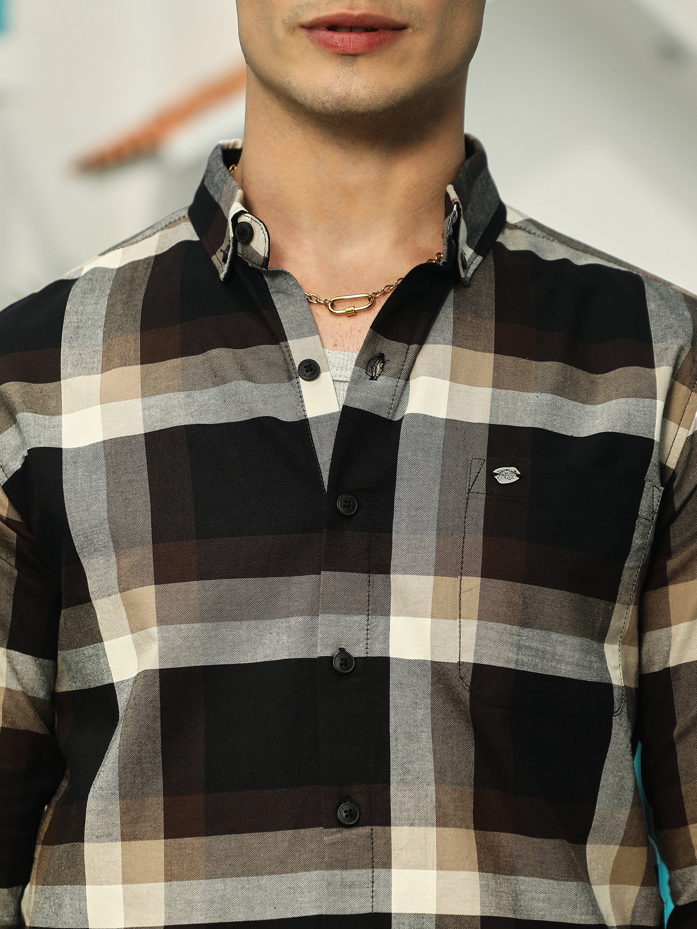 Men Black Checked Flannel Relaxed Shirt