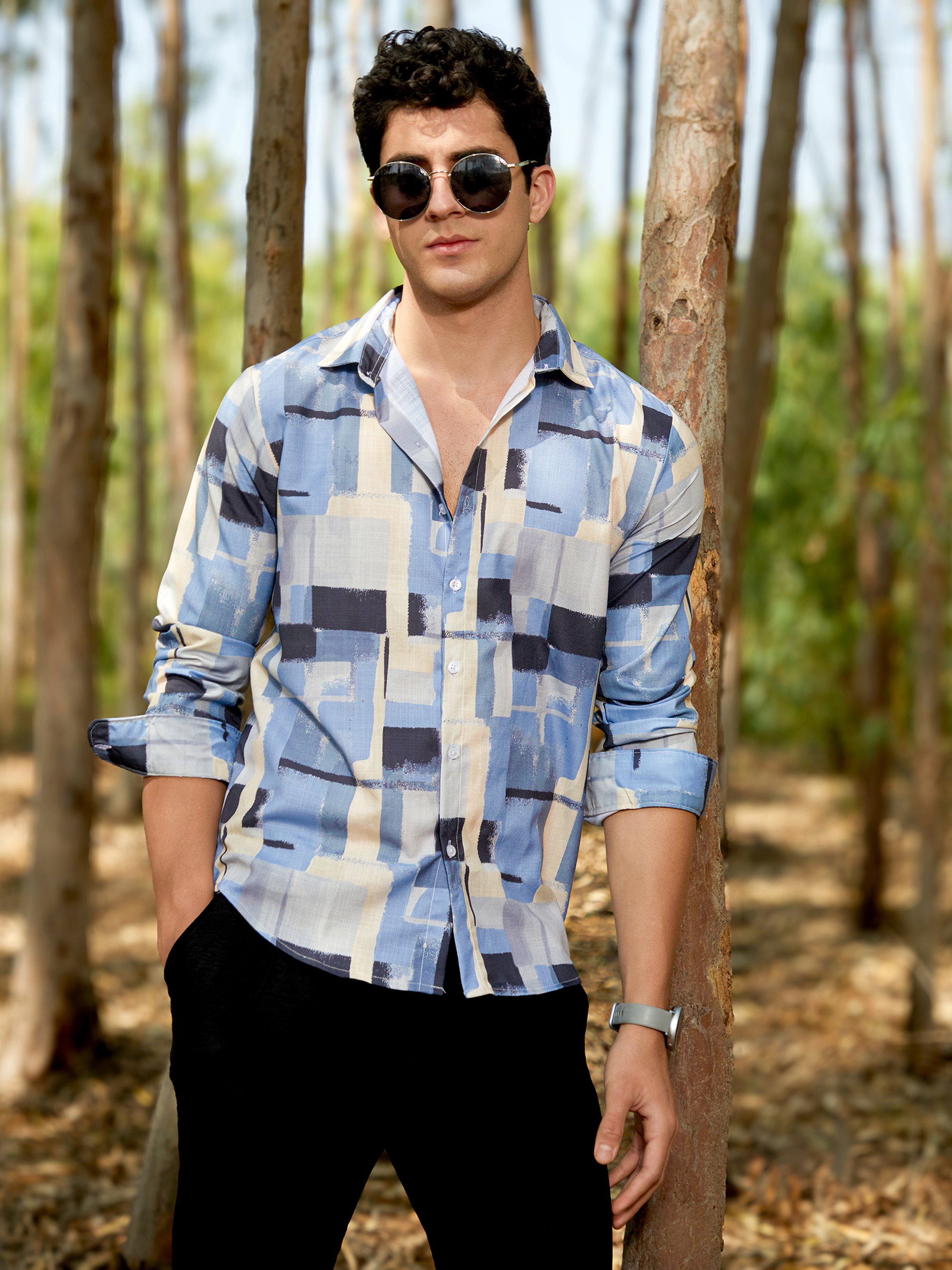 Men Abstract Print Regular Shirt