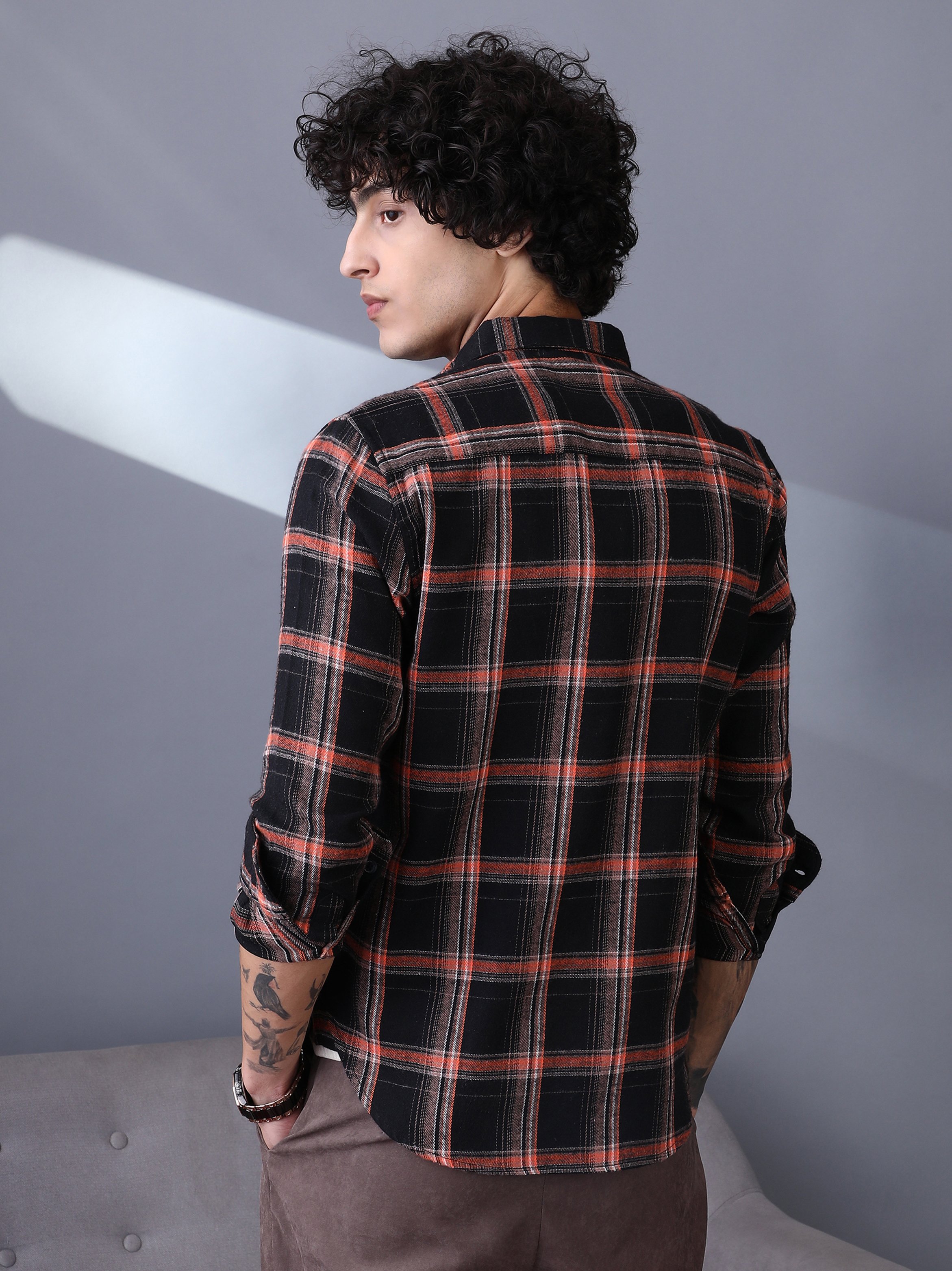 Men Onyx Black Shadow-Graph Regular Shirt