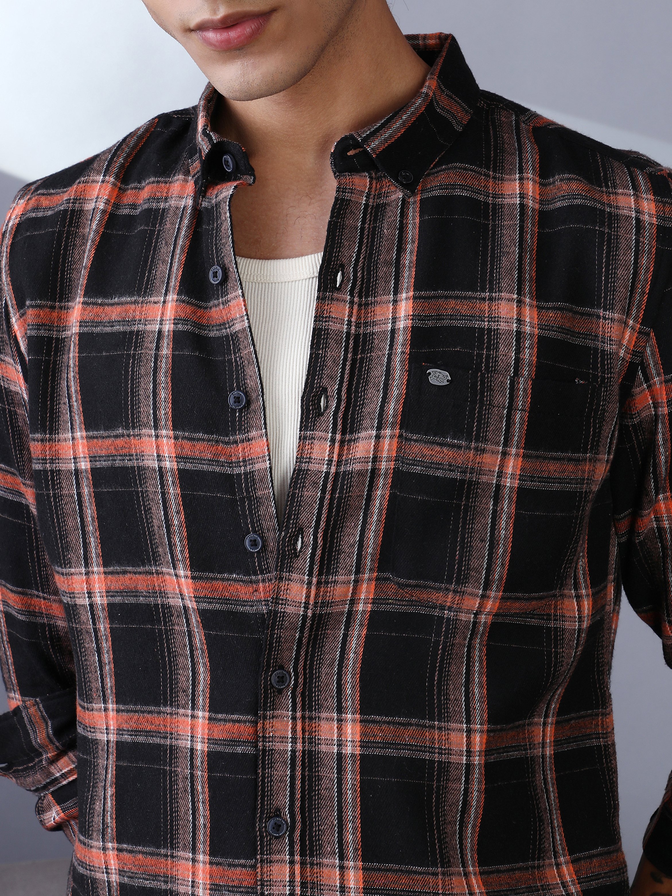 Men Onyx Black Shadow-Graph Regular Shirt